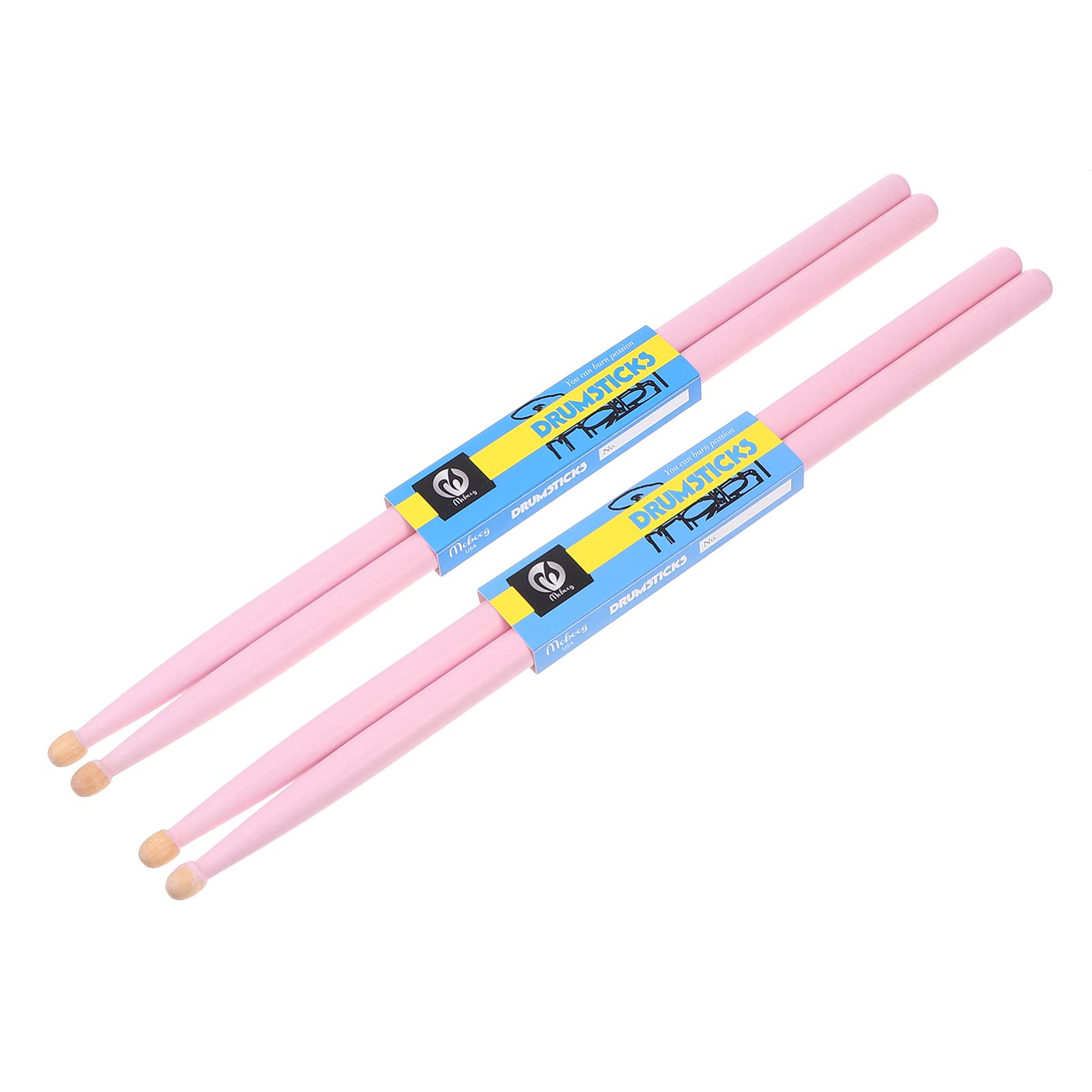 Milisten 2 Pairs Pink Maple Percussion Drum Sticks Maple Wood Drumsticks Non Slip Drum Sticks Wood Tip Maplewood Drumstick For K