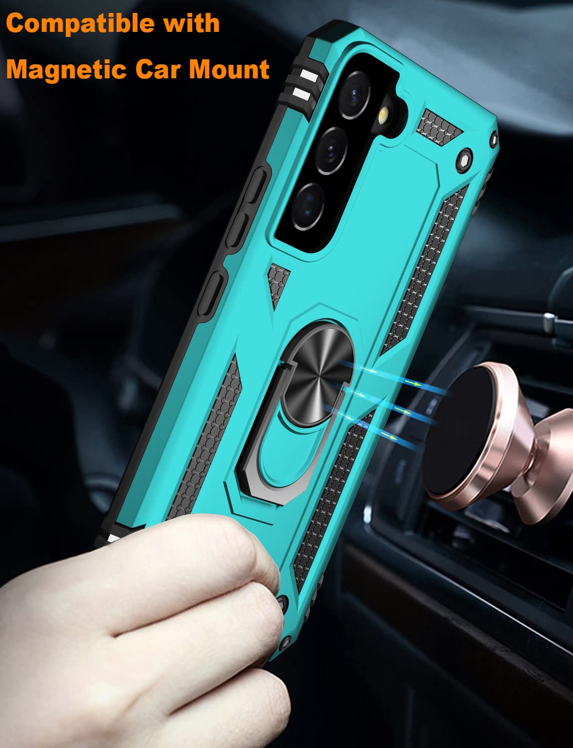 Ikazz For Galaxy S22 Case,Military Grade Shockproof Heavy Duty Protective Phone Cover Pass 16Ft Drop Test With Magnetic Kickstan