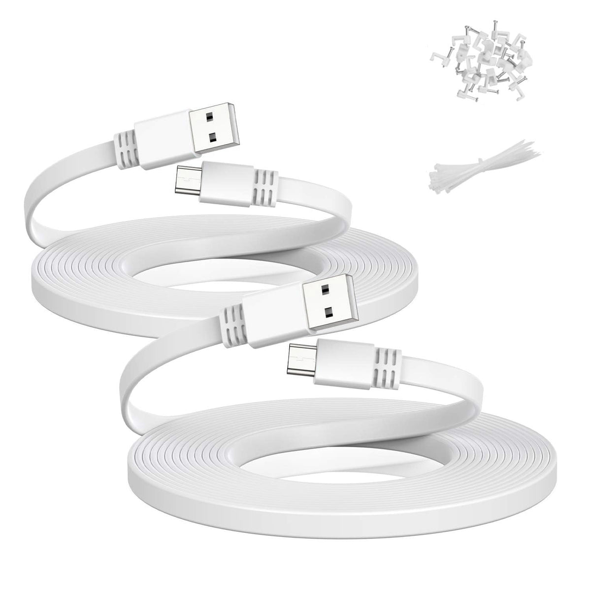 Itramax Micro Usb Power Cable 20 Ft (2 Pack),Flat Micro Usb Charging Power Cord,Charger For Wyze Cam V3 V4 25,Nest Yi Cam 15,Bli