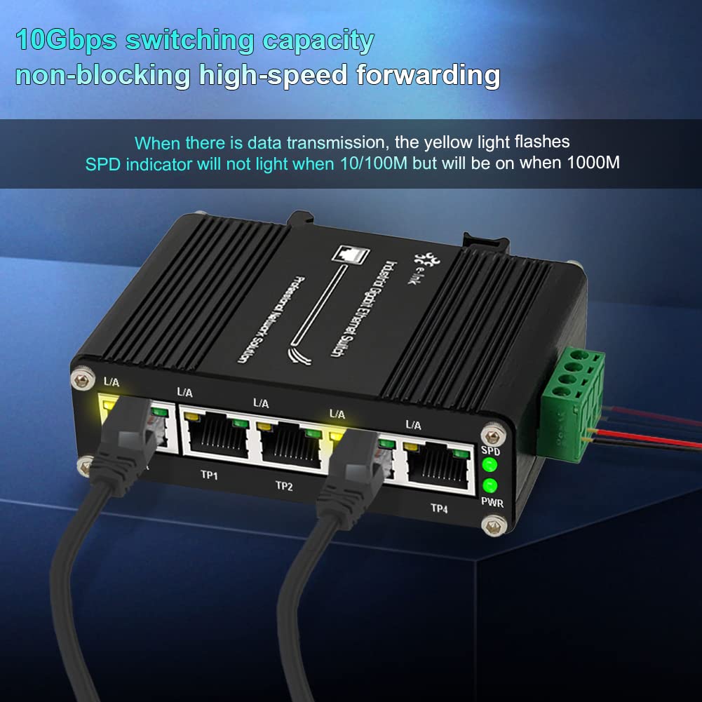 Mini Industrial 5 Ports Gigabit Switch Hardened 5 Port Rj45 10/100/1000Mbps Ethernet Switch Din Rail Mount Ethernet Switch Wall