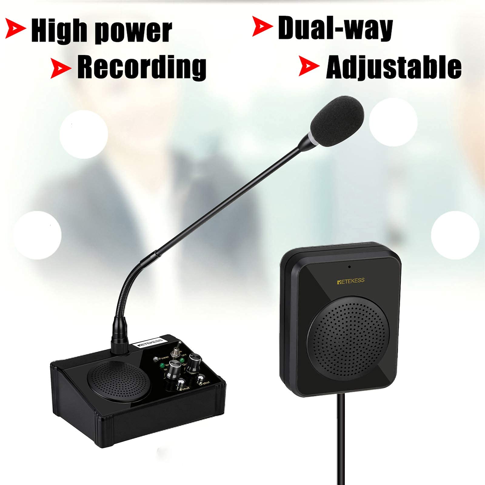 Retekess Tw106 Window Intercom, Loud Speaker, Support External Microphone, Intercom System For Business, School, Hospital, Store