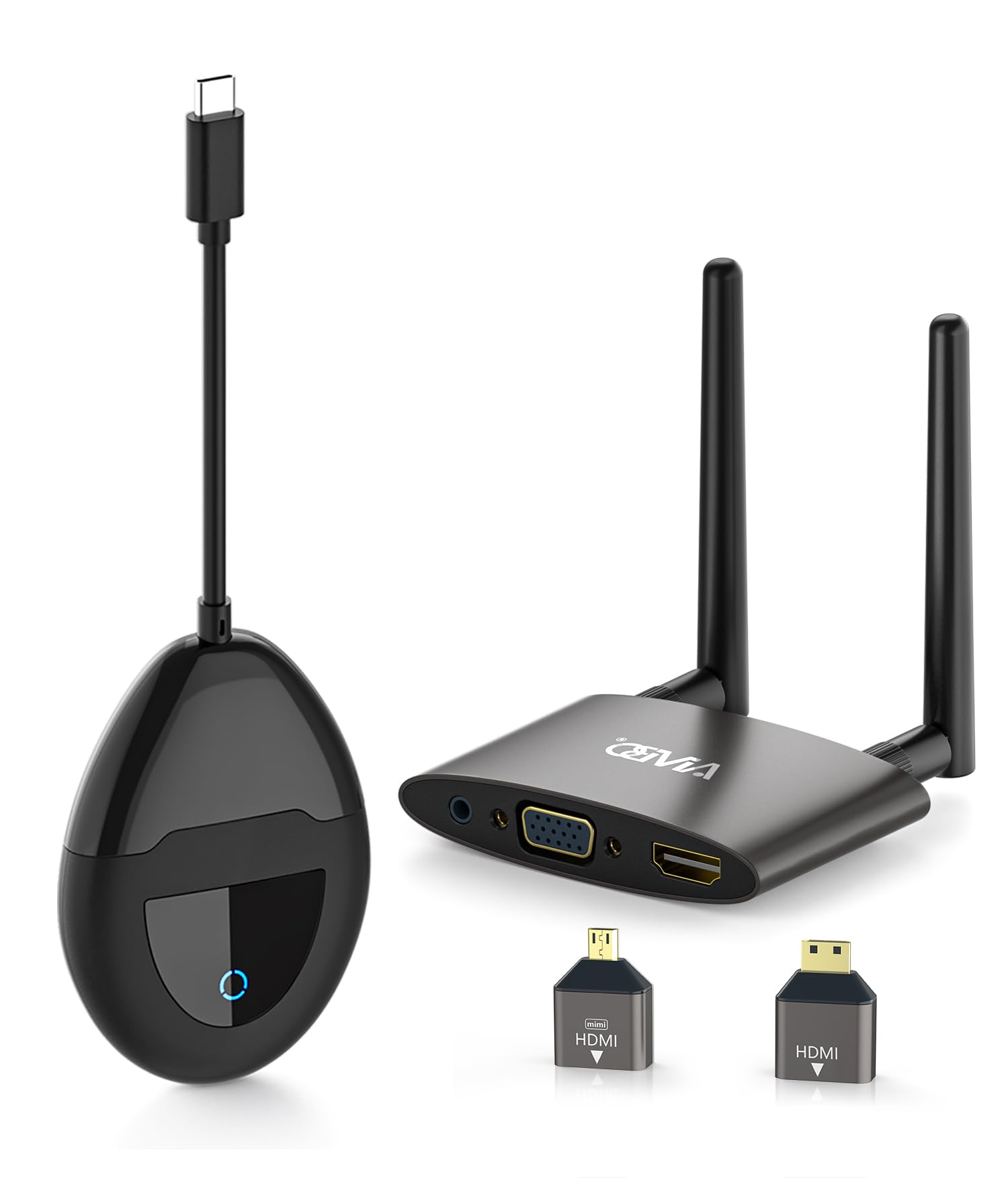 Wireless Hdmi Transmitter And Receiver 4K, Usb C & Hdmi Dual Transmit Ports, Hdmi & Vga Dual Screens, 2.4/5G Streaming Smooth Vi
