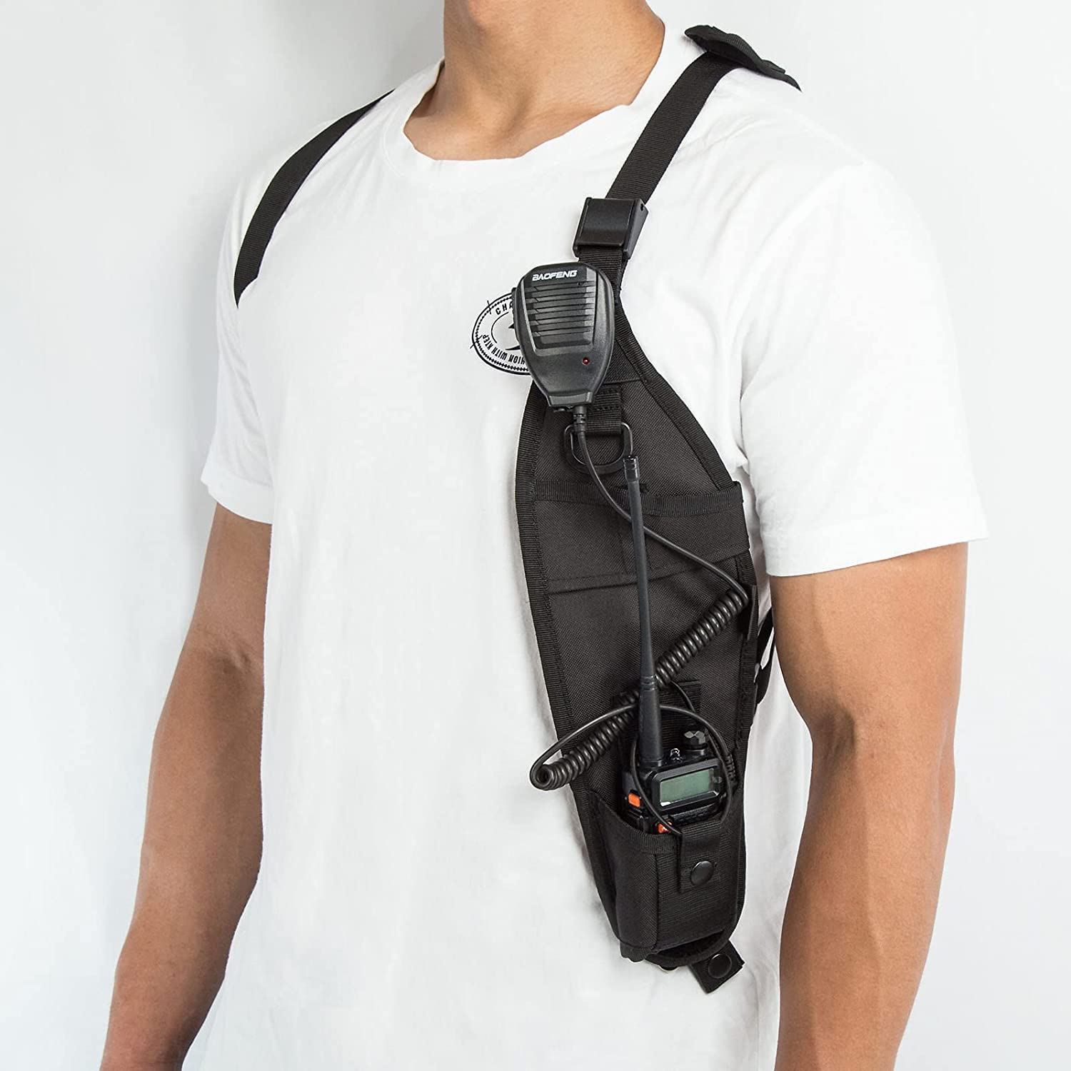 Luiton Radio Shoulder Holster Left Side Chest Harness Holder For Two Way Radios Walkie Talkie Rescue