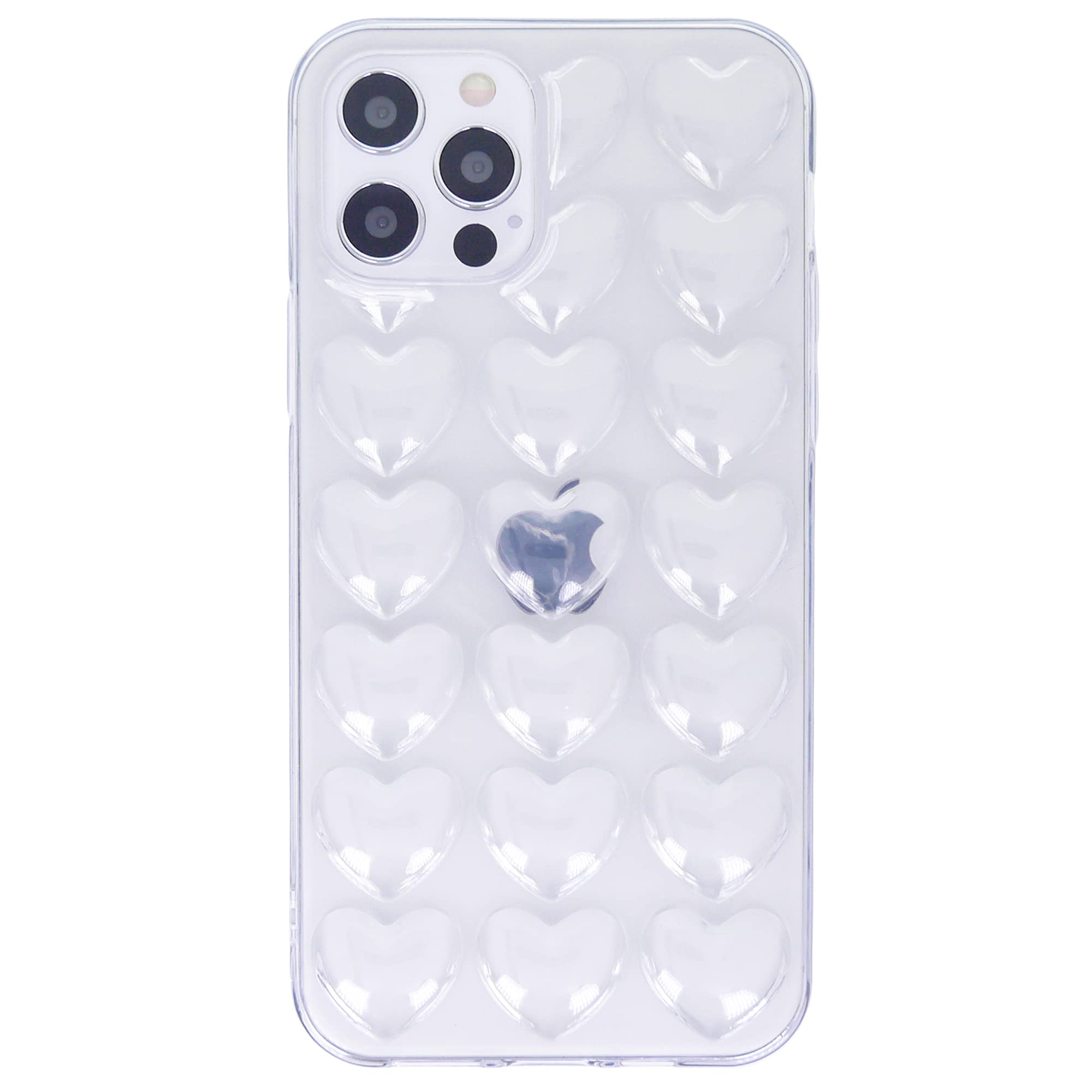 DMaos Compatible with iPhone 12 Pro Max Case for Women, 3D Pop Bubble Heart Kawaii Gel Cover, Cute Girly for iPhone12 Pro Max 6.