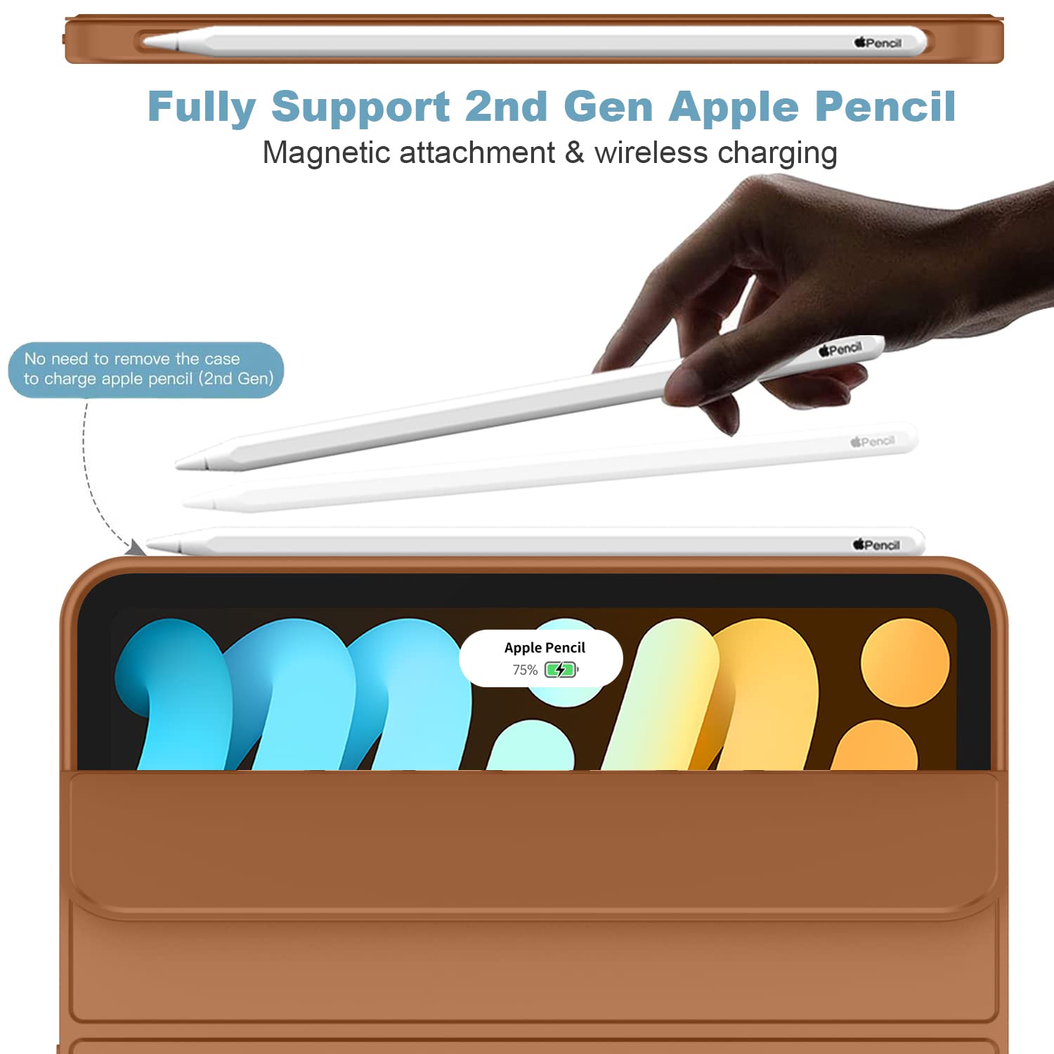 Imieet Ipad Mini 7 Case 2024 (A17 Pro), Ipad Mini 6 Case (8.3 Inch,2021 Model), Ipad Mini 7Th/6Th Generation Case With Pencil Holder, Trifold Stand Smart Case With Soft Tpu Back,Brown