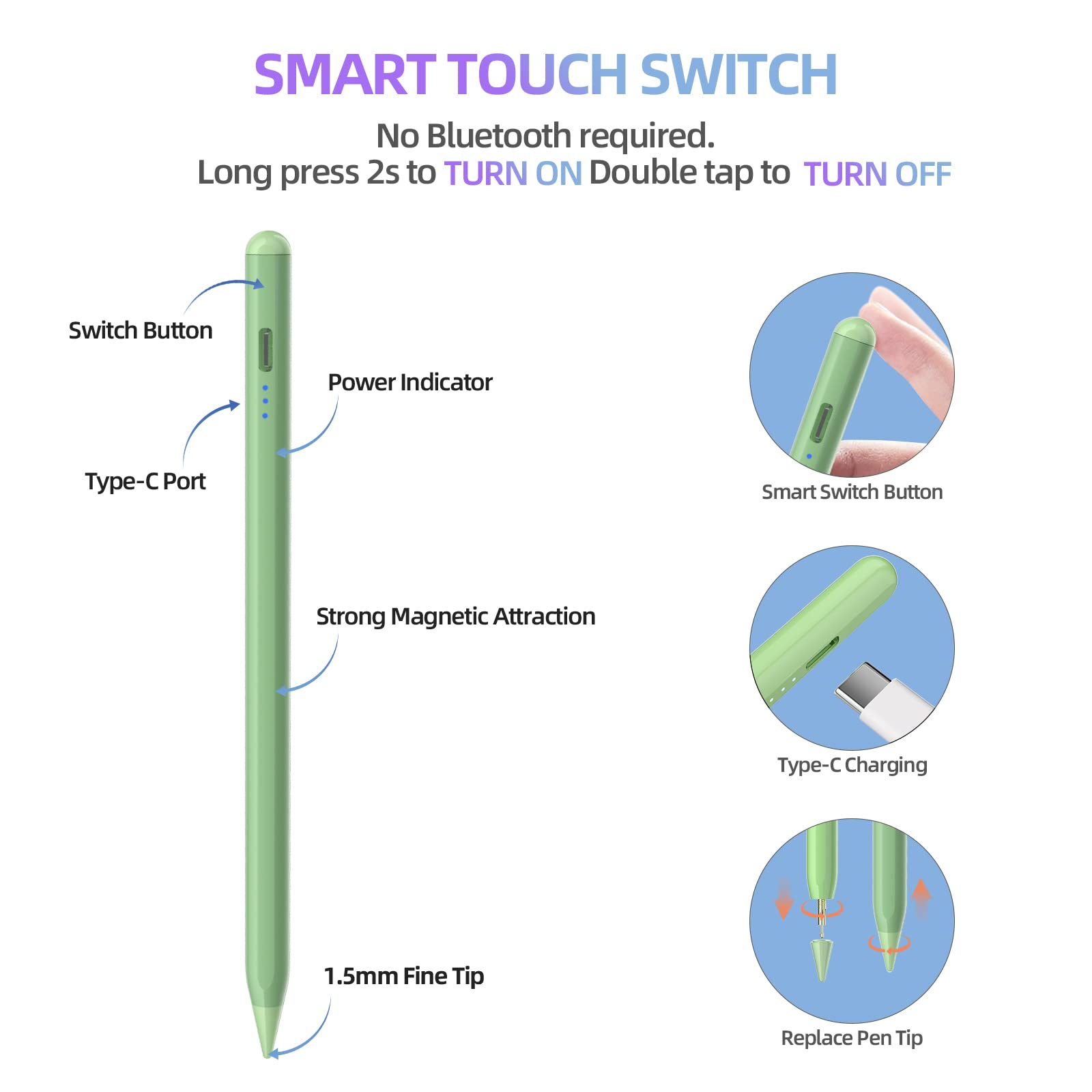 Mmk Stylus Pen For Ipad 10Th 9Th Gen, For Ipad Air 5/4/3Rd, Ipad Pro 11/12.9 Inch, With Palm Rejection & Tilt Sensitivity, Stylu