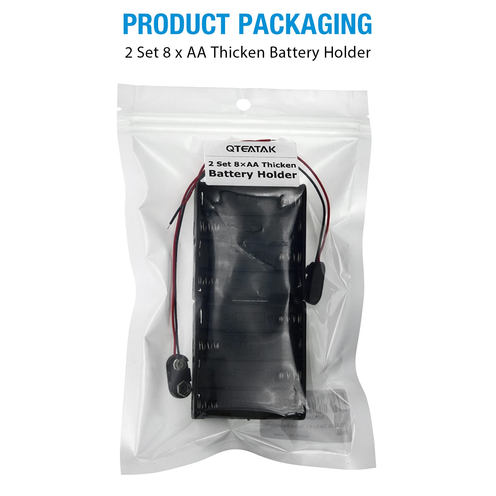 QTEATAK 2Set 8 x AA Battery Holder with I Type Wired Clip - Durable, Compact Design
