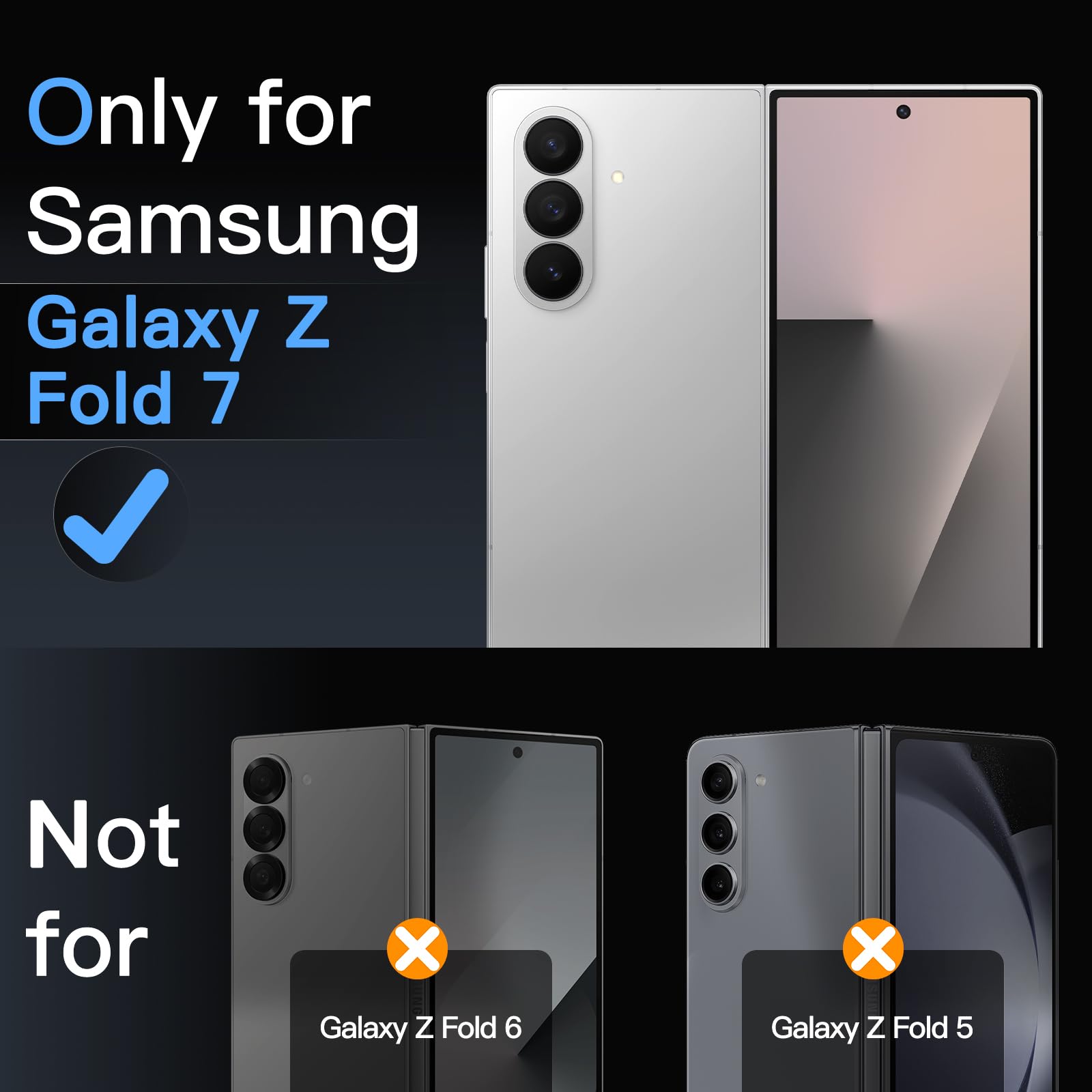 Jetech Front Screen Protector For Samsung Galaxy Z Fold 7 2025, Full Coverage Pet Film, Case Friendly, Hd Clear, 3-Pack