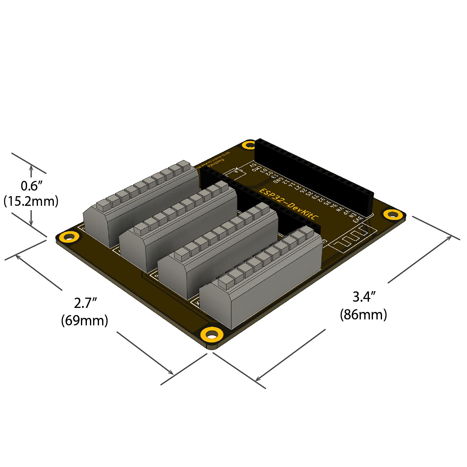 Electrocookie Esp32 Terminal Block Shield Kit, Compatible For Esp32 Devkitc, Push In Simple Spring Connector Expansion Pcb Modul