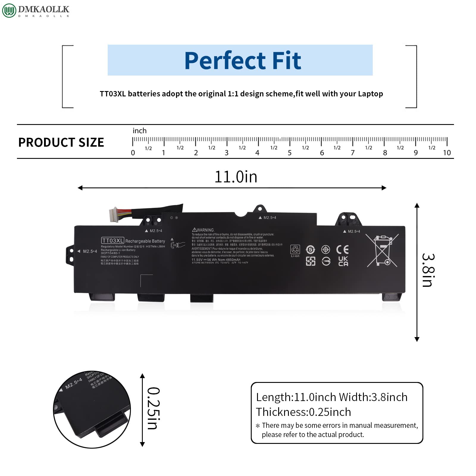 Dmkaollk Tt03Xl 932824 421 Laptop Battery For Hp Elitebook 850 G5,Elitebook 755 G5,Elitebook 850 G6,Zbook 15U G5 G6 Series Tt030