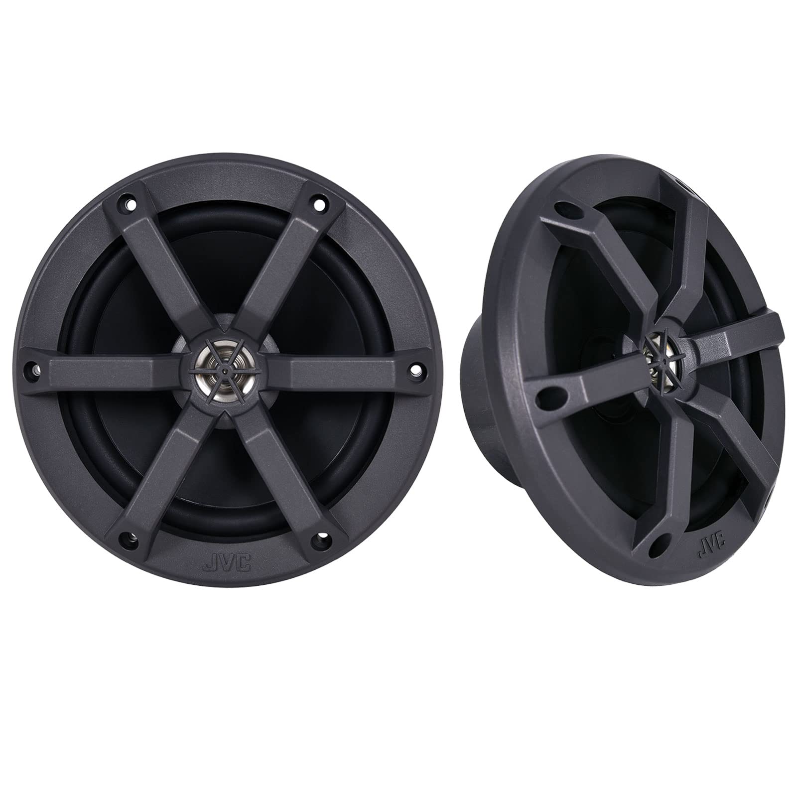 Jvc Single Din In-Dash Marine Bluetooth Usb/Aux Stereo Receiver, 6X 6.5 100 Watt Peak Power Black Speakers, 600 Watt 4-Channel A