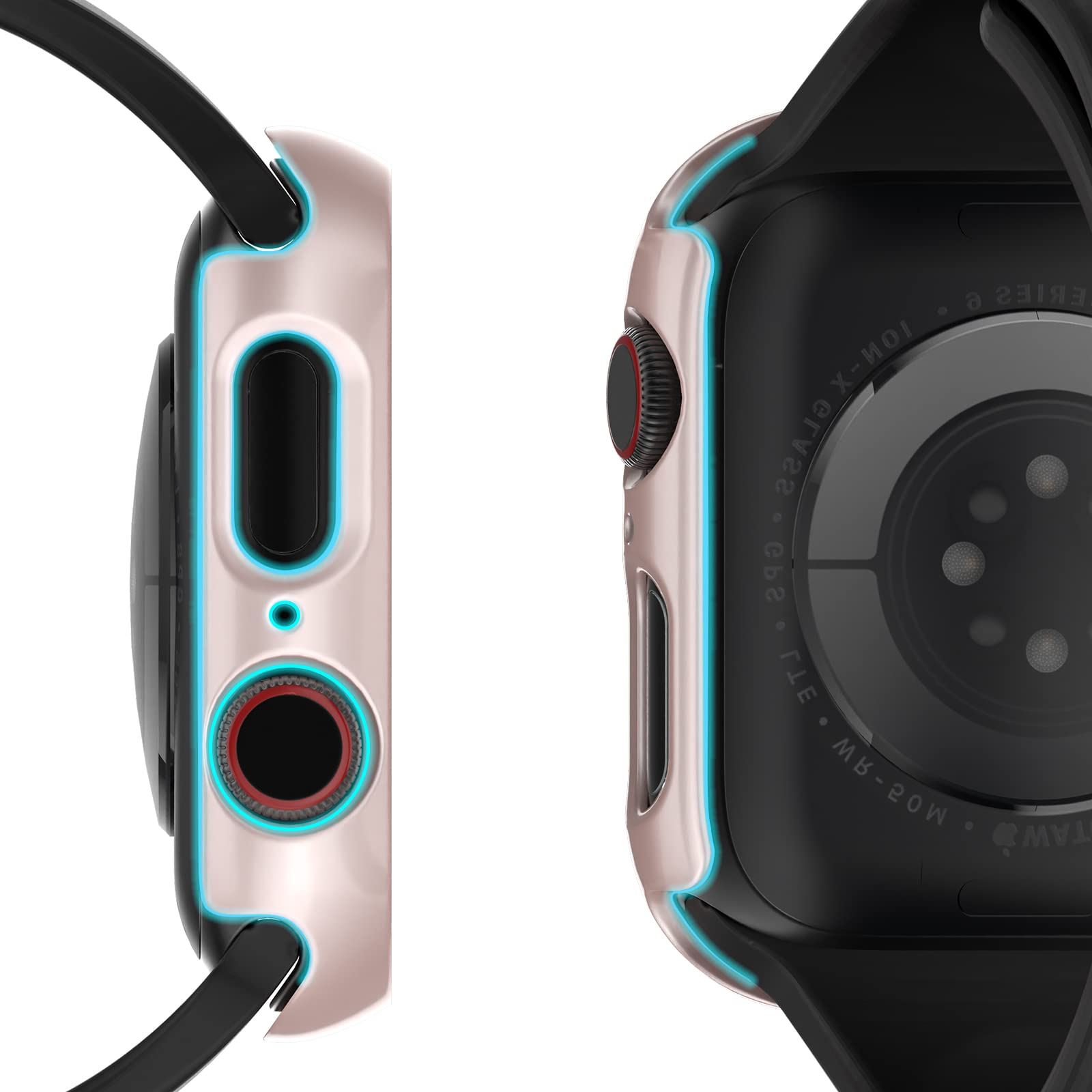 Landhoo 6 Pack Case For Apple Watch Se (2023 New) Se (2Nd Gen)/6/Se/5/4 44Mm With Tempered Glass Screen Protector, Hard Pc Ultra