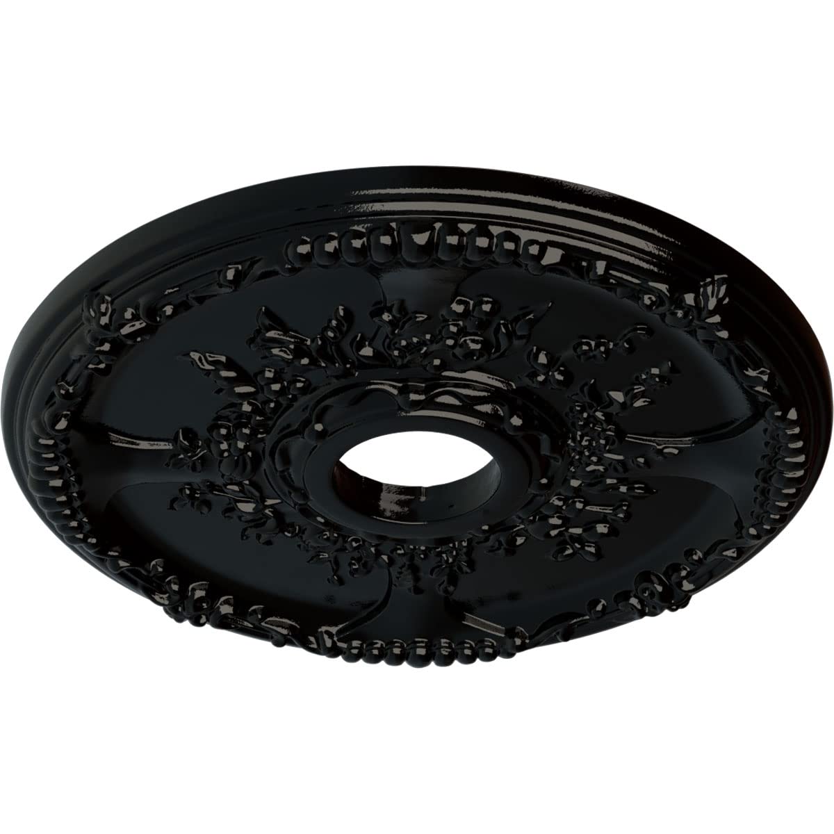 Ekena Millwork Cm18Sebps Antioch Ceiling Medallion, 18''Od X 3 1/2''Id X 1 3/8''P, Hand Painted Black Pearl