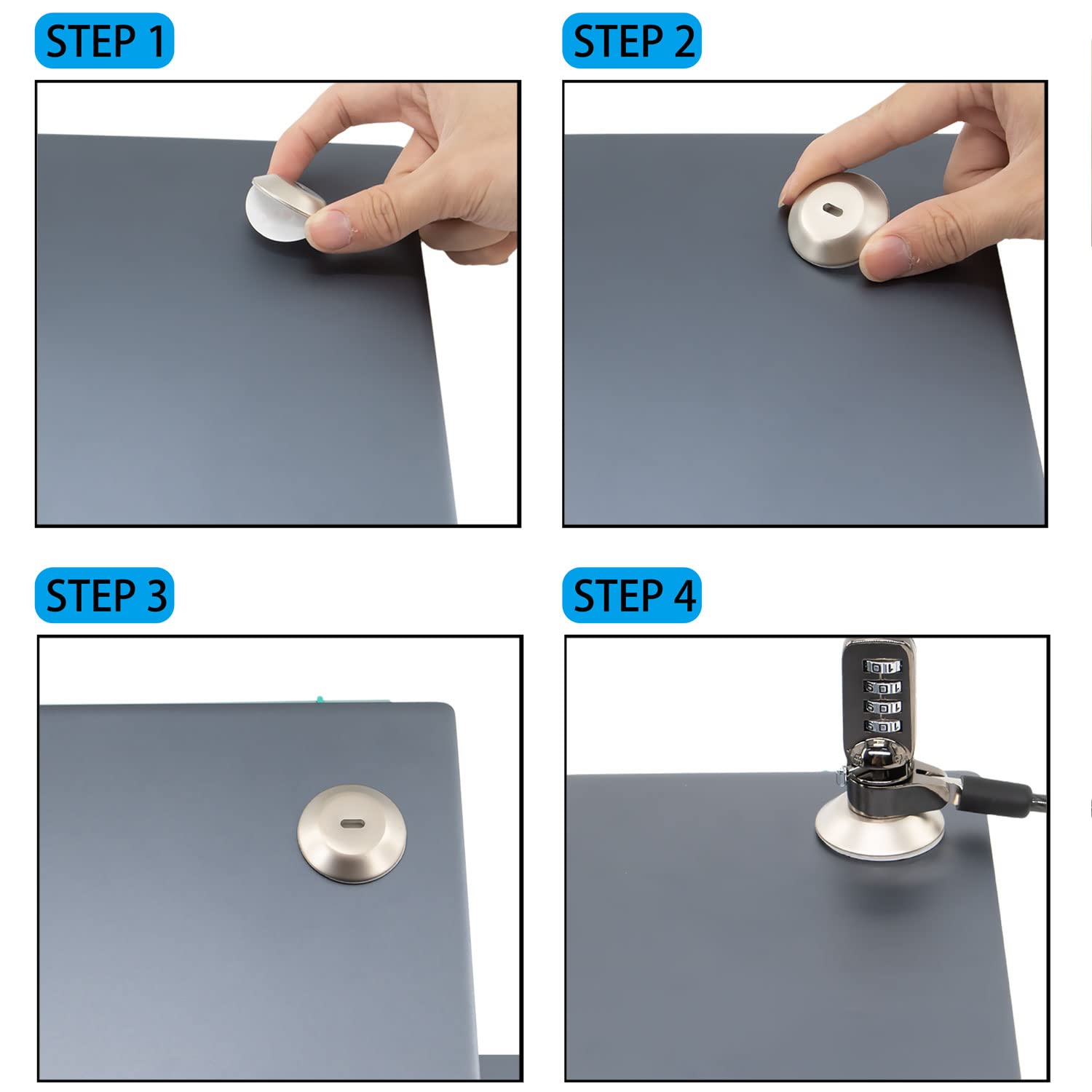 Zolunu Security Lock Plate Self Adhesive Plate With Lock Slot For Cables To Lock Down Laptops, Mac Book, Tablets, Ipad, Or Other