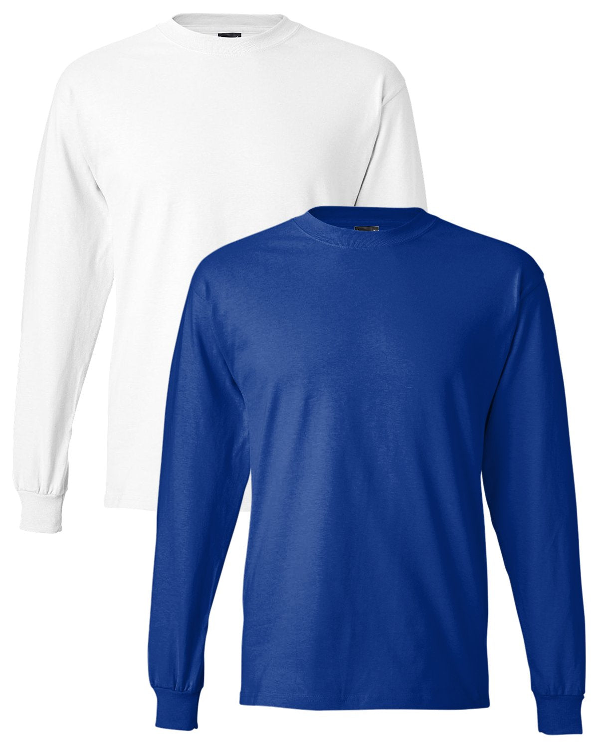 Hanes Mens 61 Oz Long Sleeve Beefy T(5186) Deep Royalwhite 2Xl