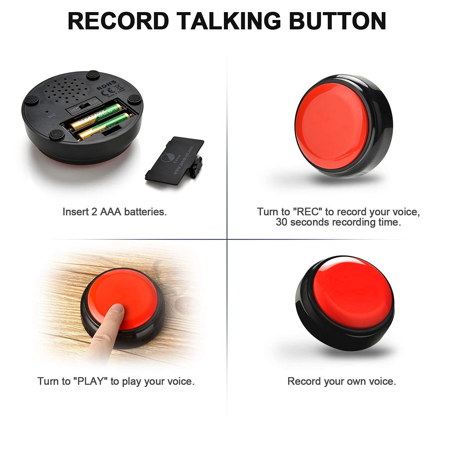 Recordable Button Voice Recording Button Dog Buttons For Communication Game Buzzer 30 Seconds Recordable Answer Buzzers Funny Gi