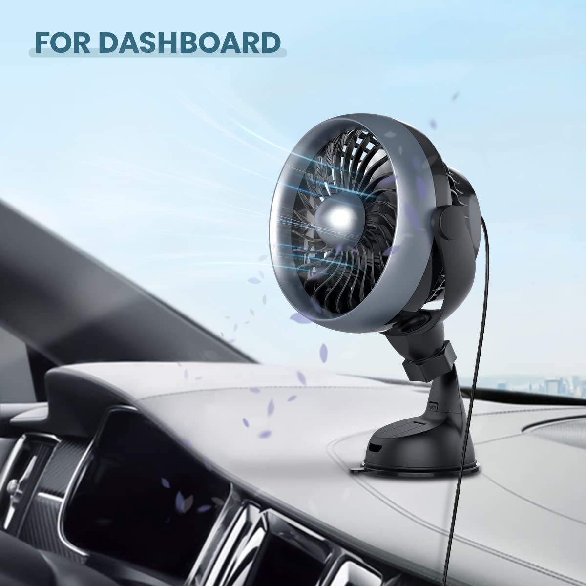 Portable Car Fan With Suction Cup And 4 Speeds, Bonus Aroma Function, Usb Dashboard Cooling Air Circulator Fan For Sedan Suv Rv