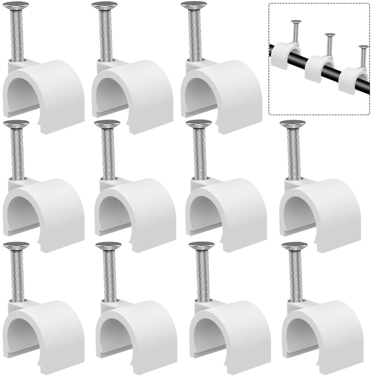 Cable Clips 10Mm Nail In Cable Clips 100 Pcs Cable Wire Clips Cable Tacks Coax Cable Clips Speaker Wire Clips Cable Nails For Co