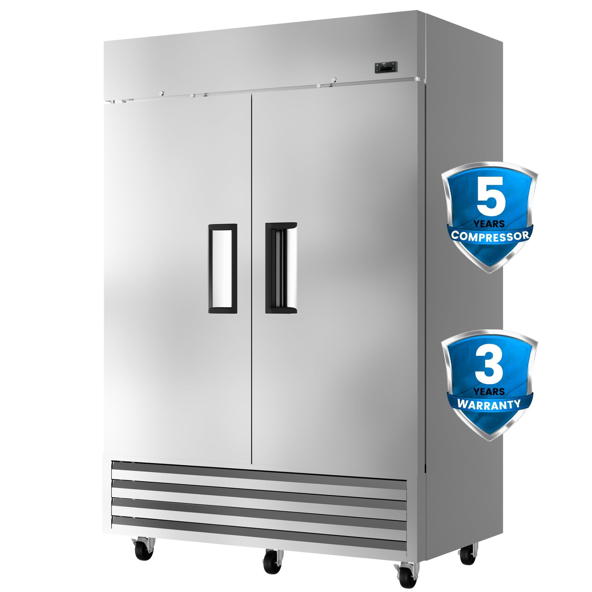 Kichking 54''W 2 Door Commercial Freezer 49 Cu.Ft Dynamic Cooling Omnismart Temperature Control -10?~10? Self Closing Stainless 