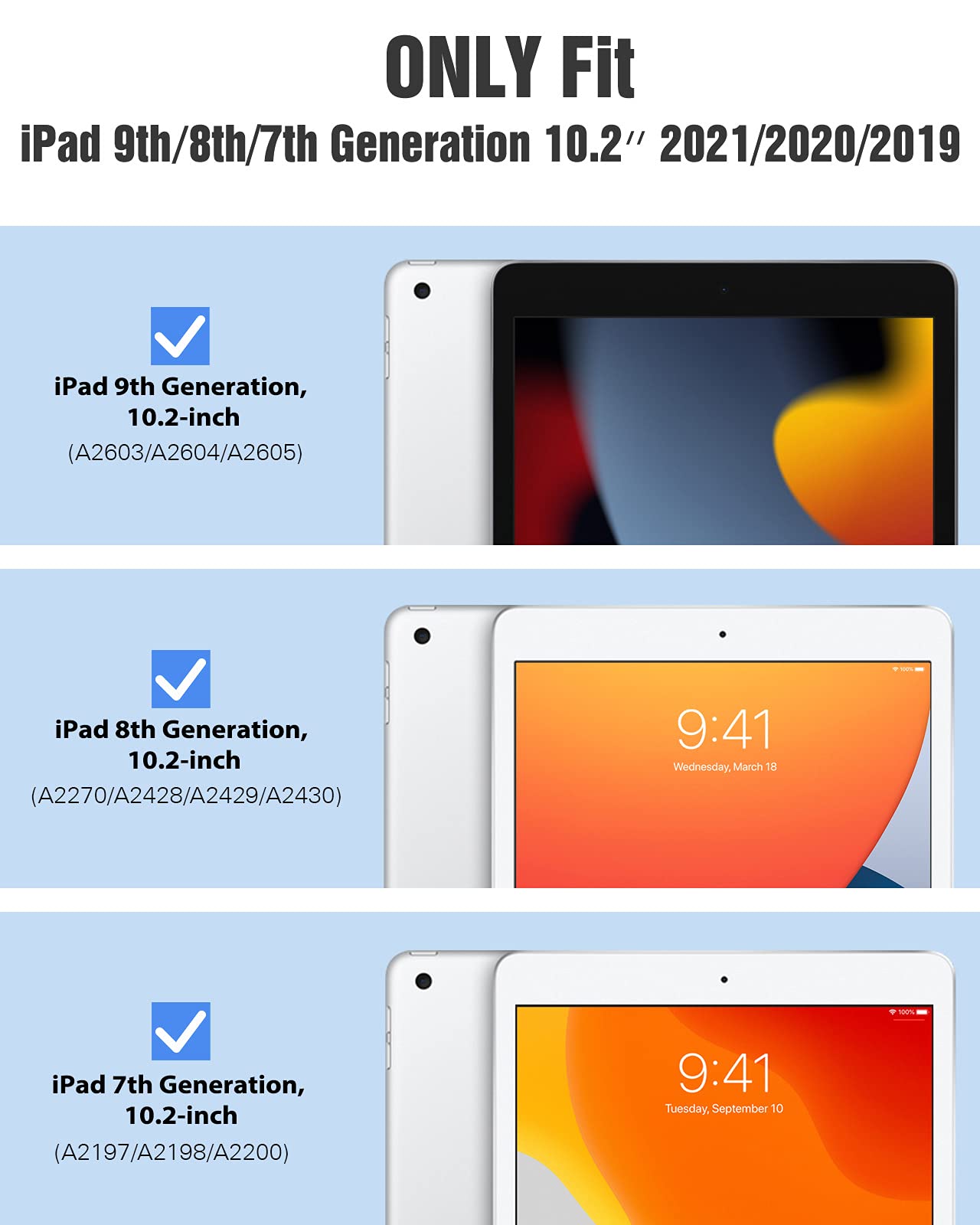 Timovo Case For Ipad 9Th Generation 2021, 10.2 Inch Ipad Case With Pencil Holder, Smart Stand Protective Clear Case Cover For Ip