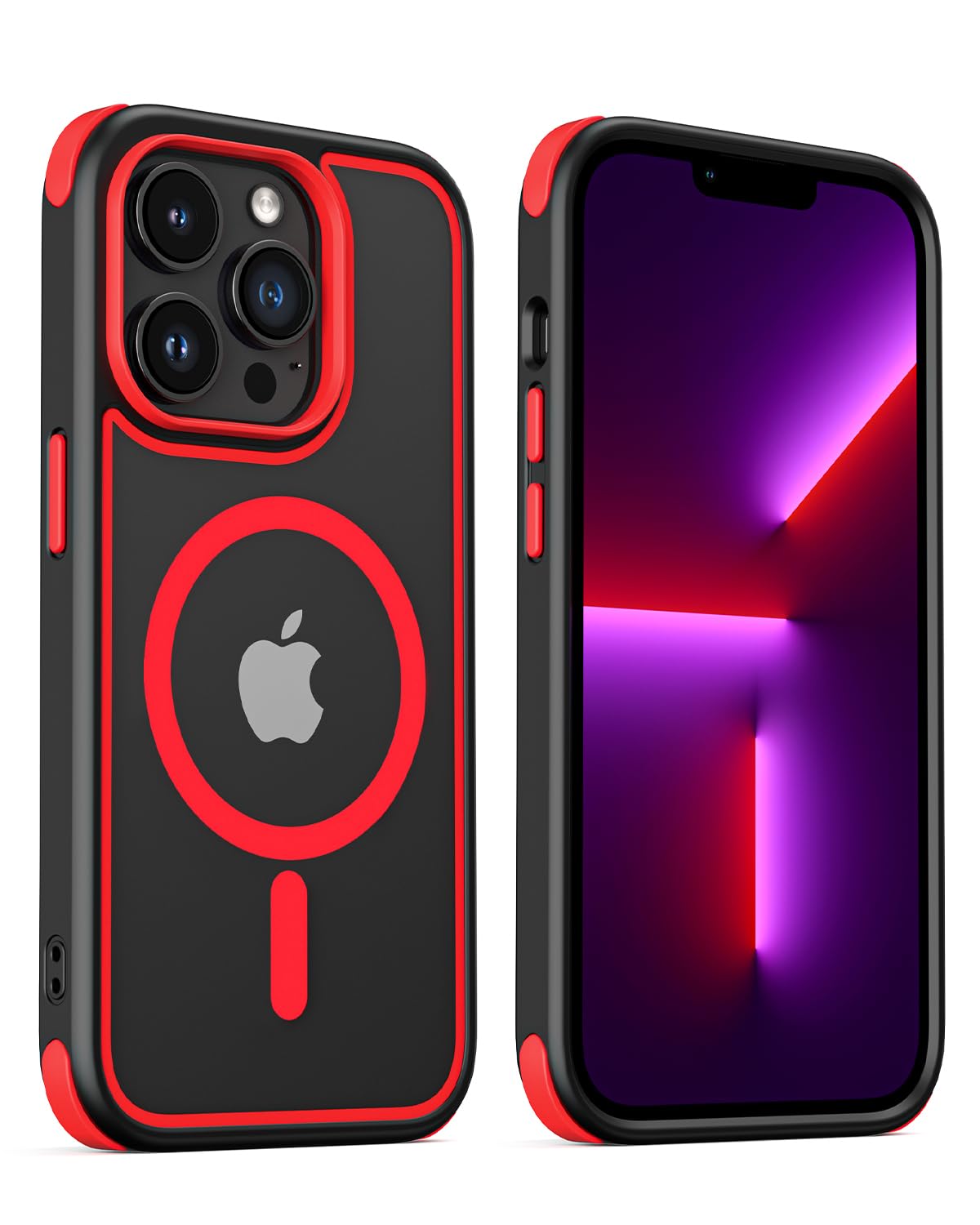 Mobnano for iPhone 13 Pro Case, Compatible with MagSafe, Crystal Clear Case with Magnetic Ring, Multicolor Design Protective Sho