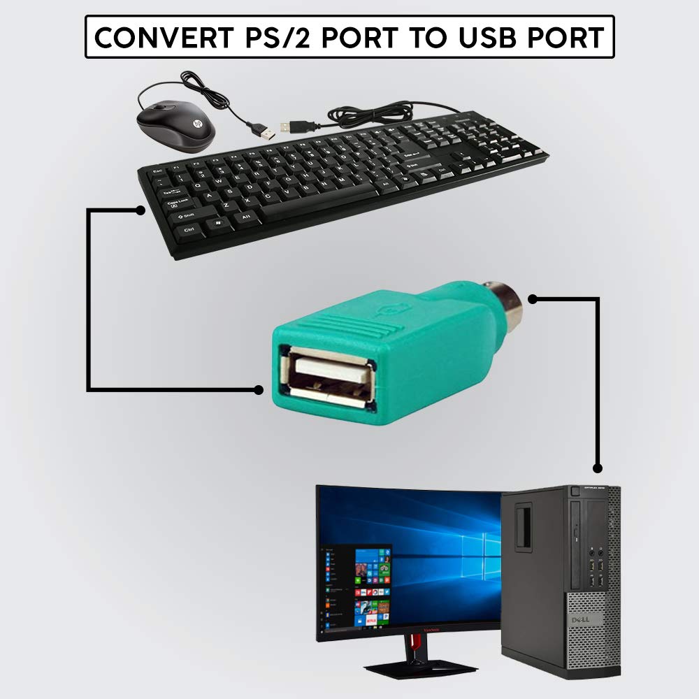 2 Pack Rocketbus Usb To Ps/2 Ps2 Adapter For Newer New Usb Mouse Or Keyboard To Older Old Legacy Computer Ps/2 Port