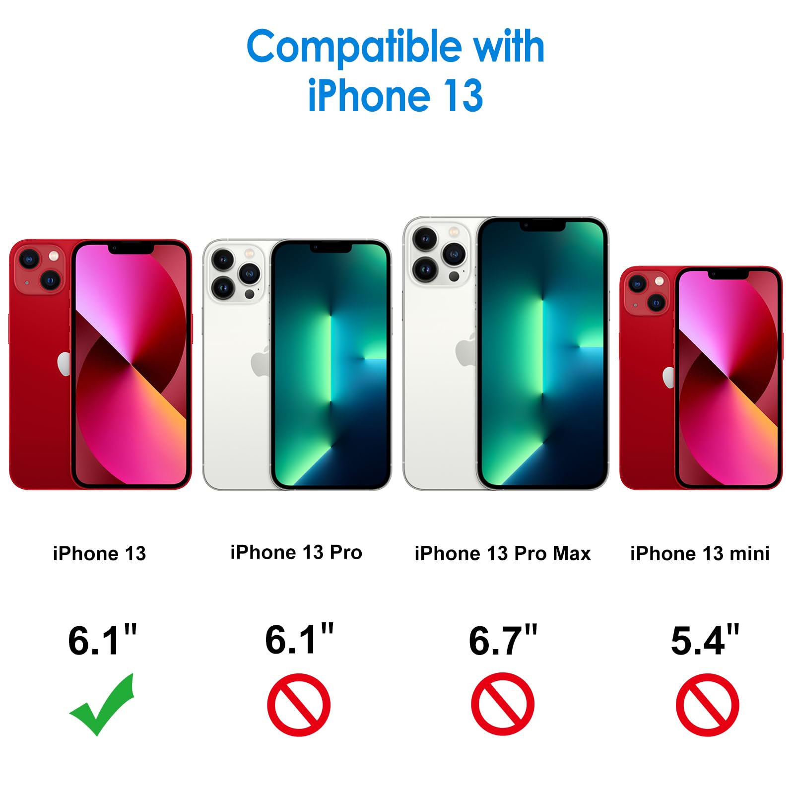 Jetech Case For Iphone 13 6.1-Inch, Non-Yellowing Shockproof Phone Bumper Cover, Anti-Scratch Clear Back (Red)