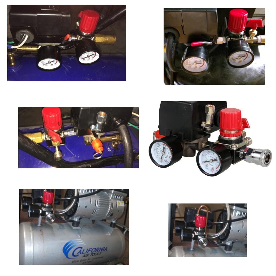 Air Compressor Pressure Regulator 1/4 ''Pneumatic Expansion Valve, Pressure Control Valve With 180Psi 12Bar Connection (Four Way