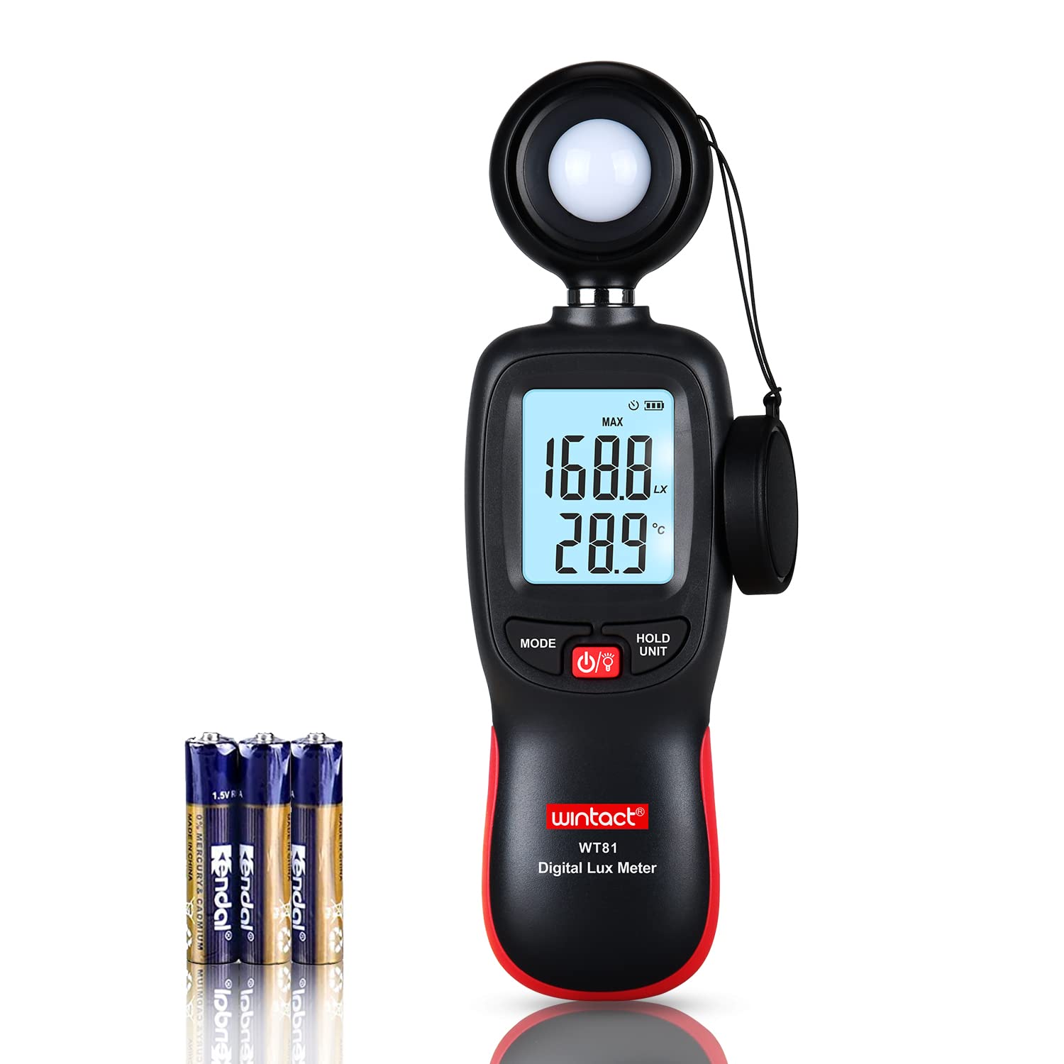 Wintact Digital Illuminance Light Meter Handheld With Thermometer Ambient, Lux Meter Range Up To 200,000 Lux, Photometer Light I