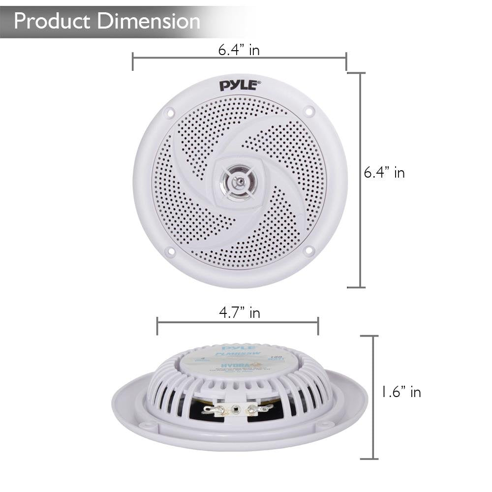 Pyle Marine Speakers - 5.25 Inch 2 Way Waterproof And Weather Resistant Outdoor Audio Stereo Sound System With 180 Watt Power An