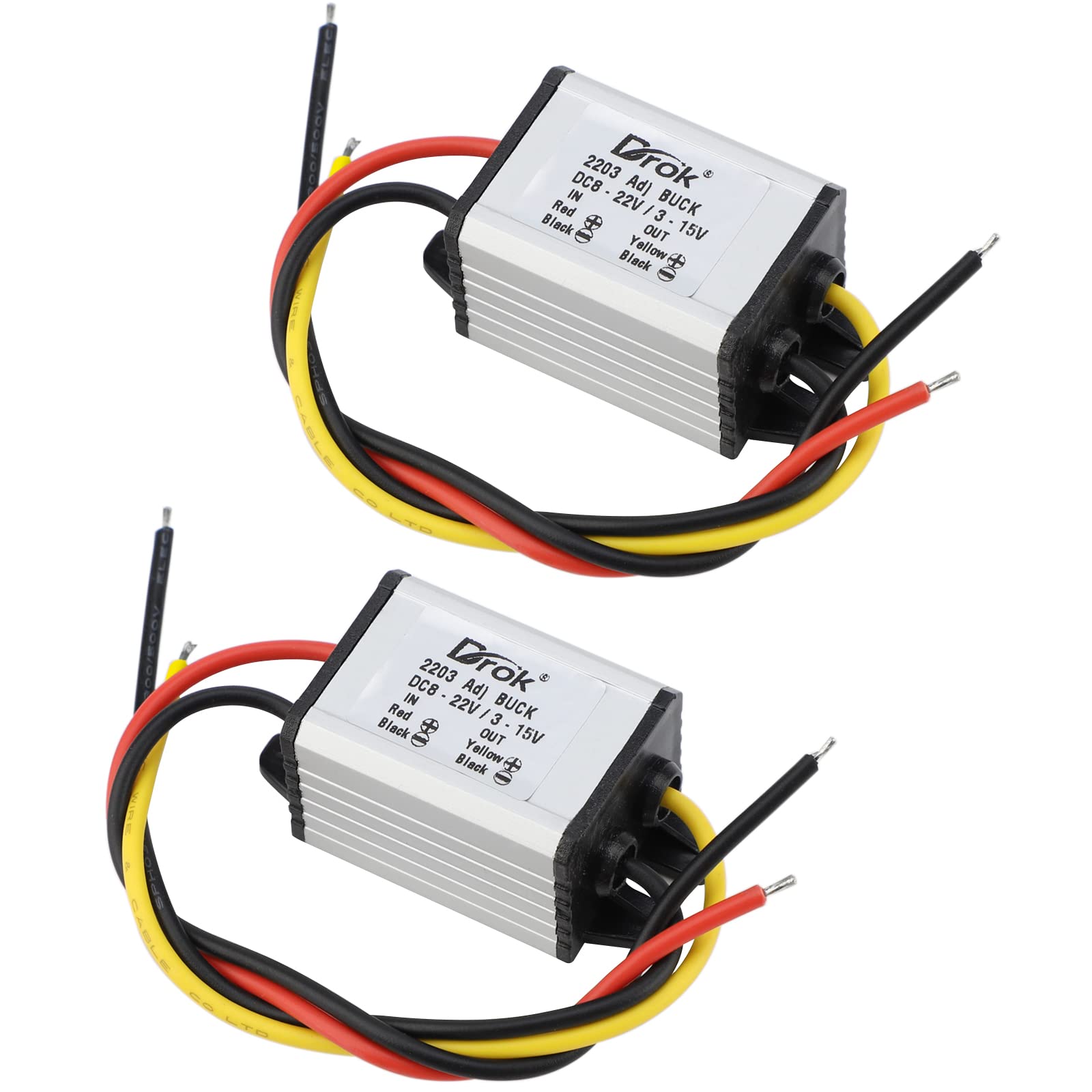 Drok 5V Dc Converter, 2Pcs Waterproof Dc Buck Converter 8V 22V 12 V Step Down To 3V 15V 6V 9V 3A Adjustable Power Supply Voltage