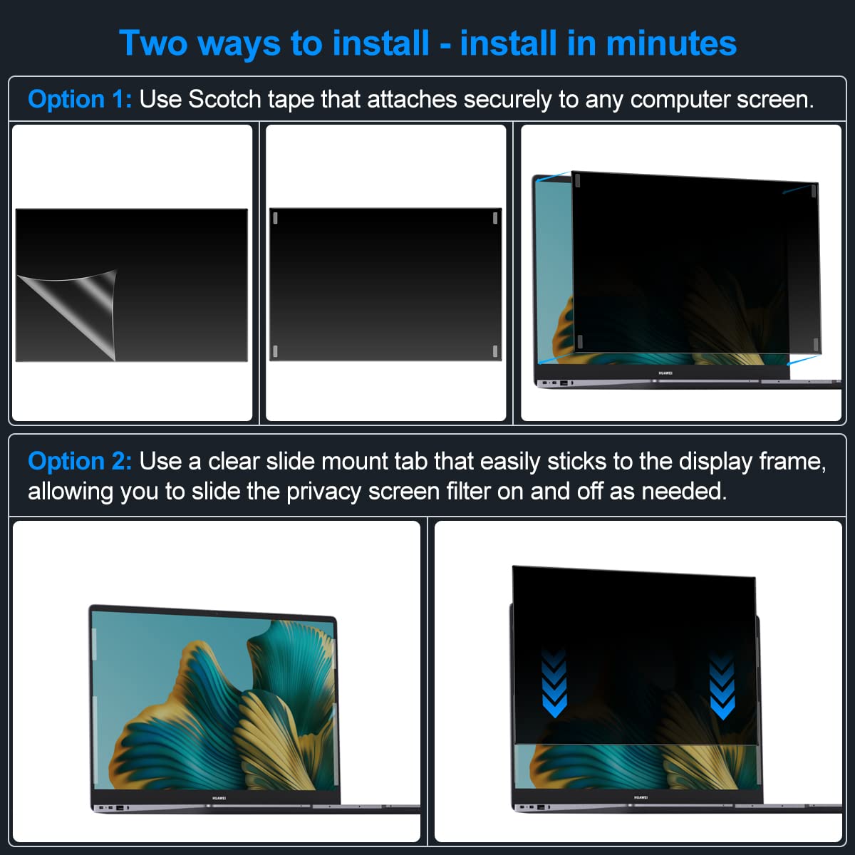 Jeapka Laptop Privacy Screen Filters 15.6 Inch 16:9 Aspect Privacy Filter For 15.6 Inch Widescreen Laptop Anti Scratch Protector