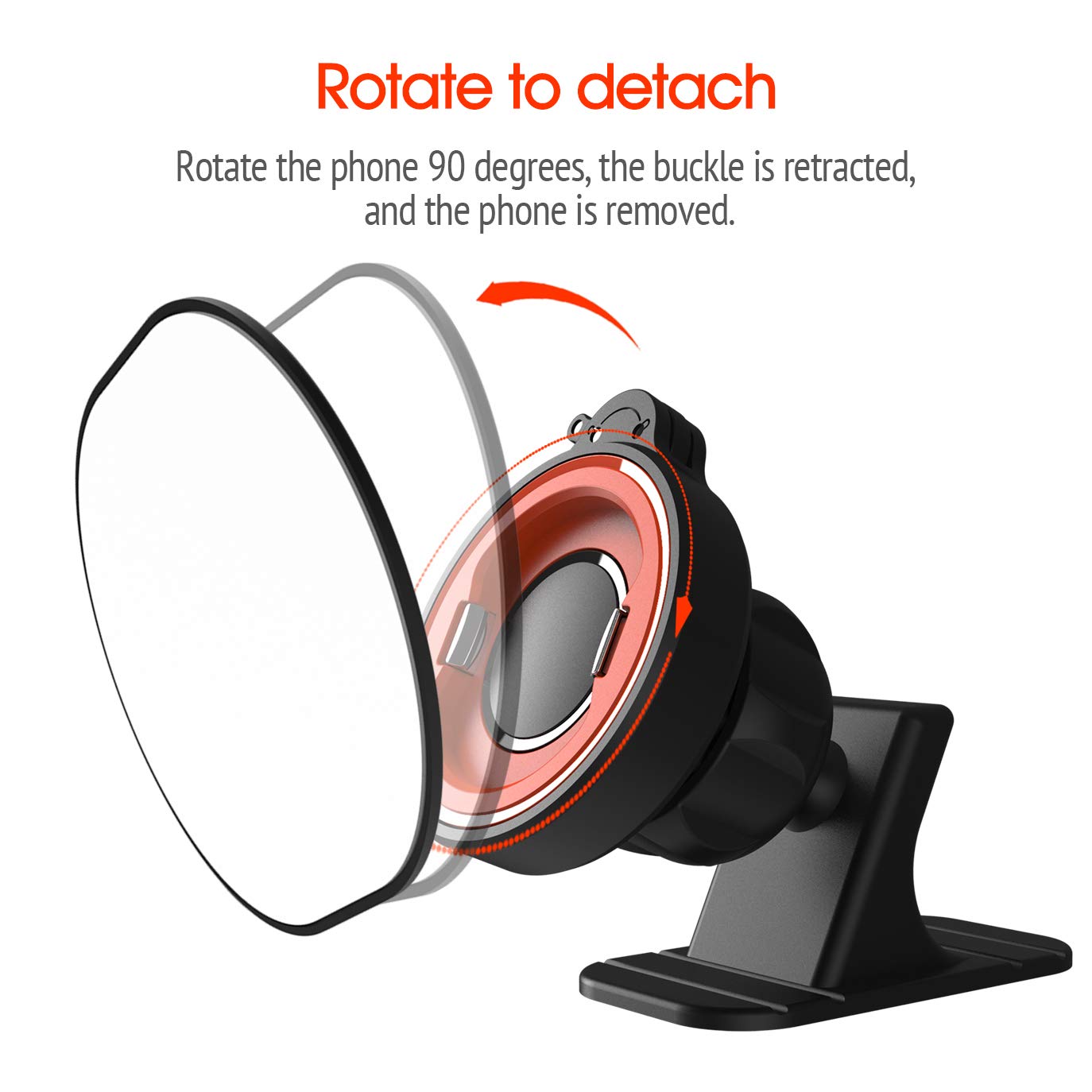 Car Phone Mount Without Magnetic, Stick On Dashboard 360 Rotatable Universal Cell Phone Holder With Ultra-Lock Quick Mount Stron