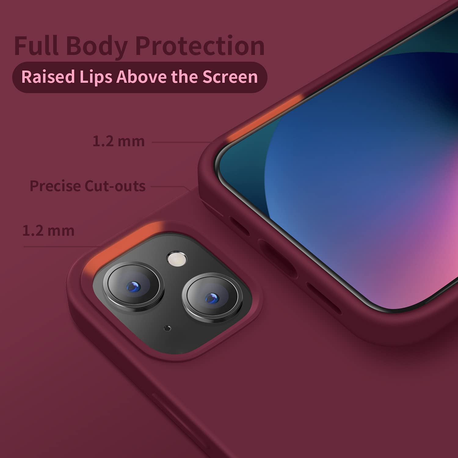 Cordking Designed For Iphone 13 Case, Designed For Iphone 14 Case, Silicone Ultra Slim Shockproof Protective Phone Case With [So