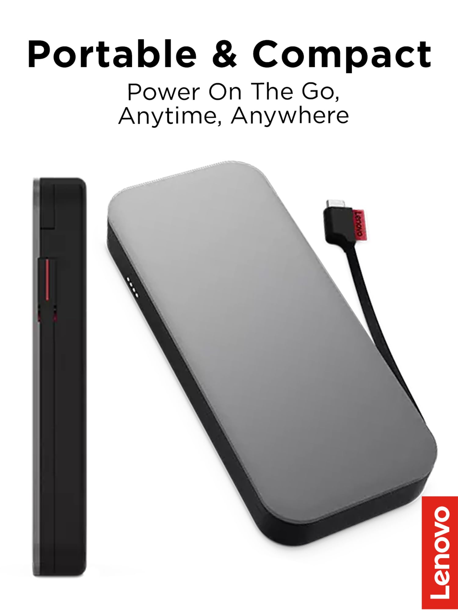 Lenovo Go Usb C Laptop Power Bank (20000 Mah)   65W   Usb C And Usb A Ports   Fast Charging Portable Power Station With Integrat