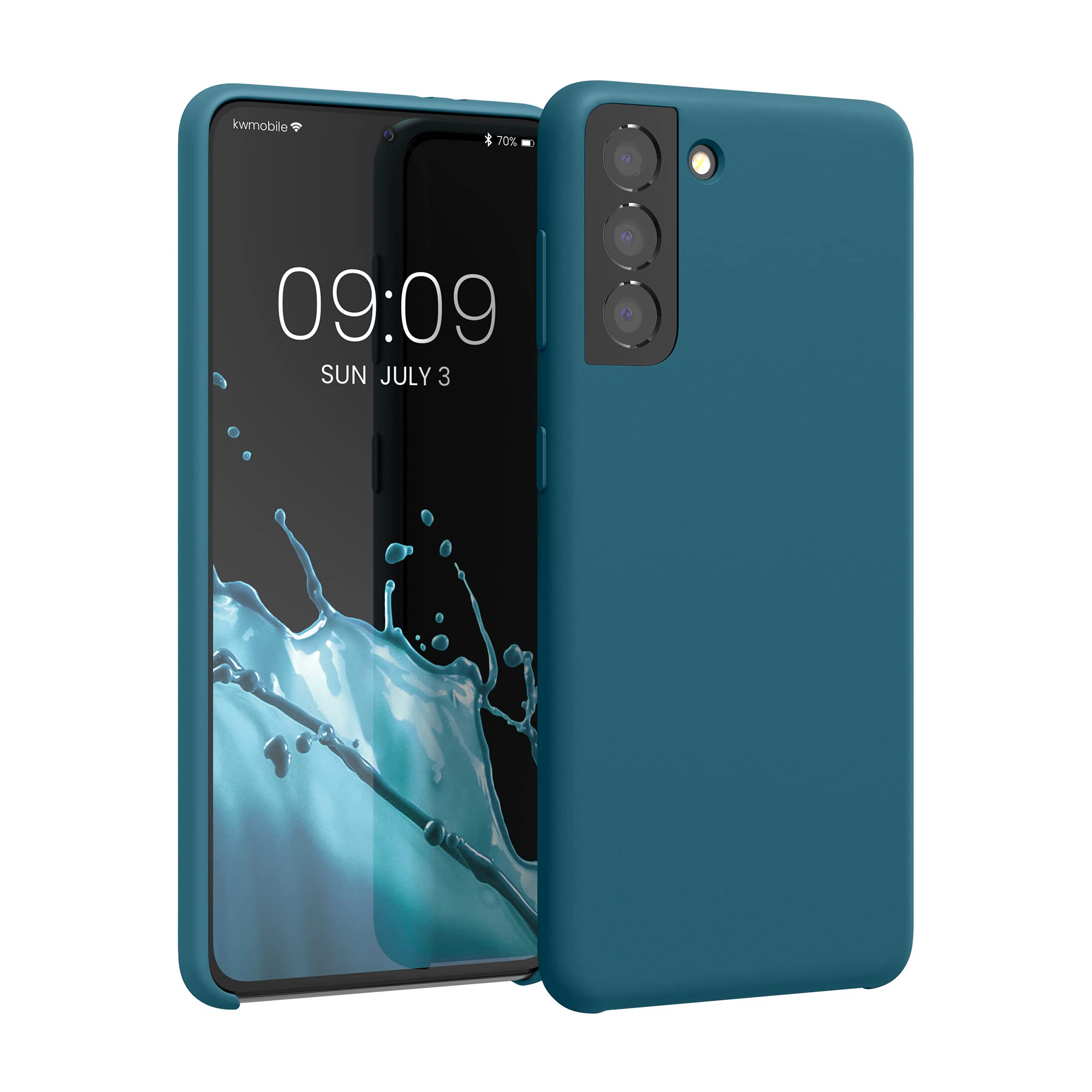 kwmobile Case Compatible with Samsung Galaxy S21 Case - TPU Silicone Phone Cover with Soft Finish - Teal Matte