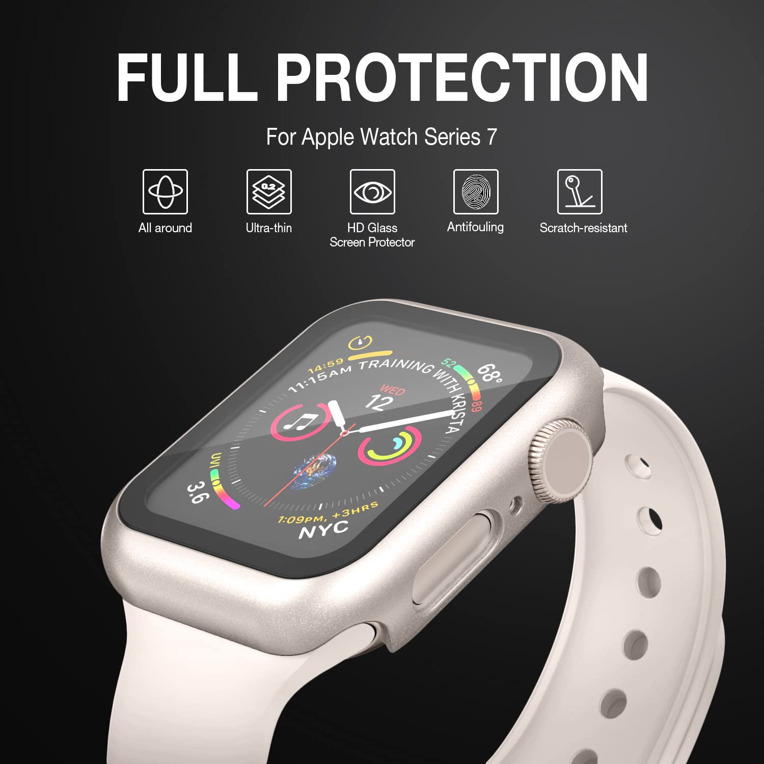 Case Compatible With Apple Watch Series 9 Series 8 Series 7 45Mm With Built In Tempered Glass Screen Protector, All Around Ultra