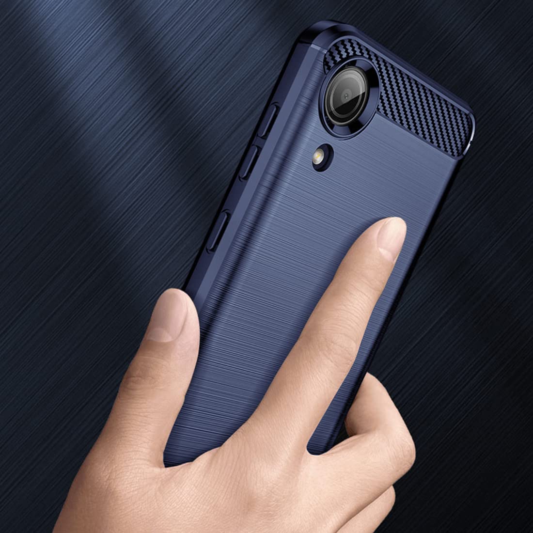 Osophter Galaxy A03 Core Shock-Absorption TPU Rubber Protective Cell Phone Case Navy Blue with Screen Protectors