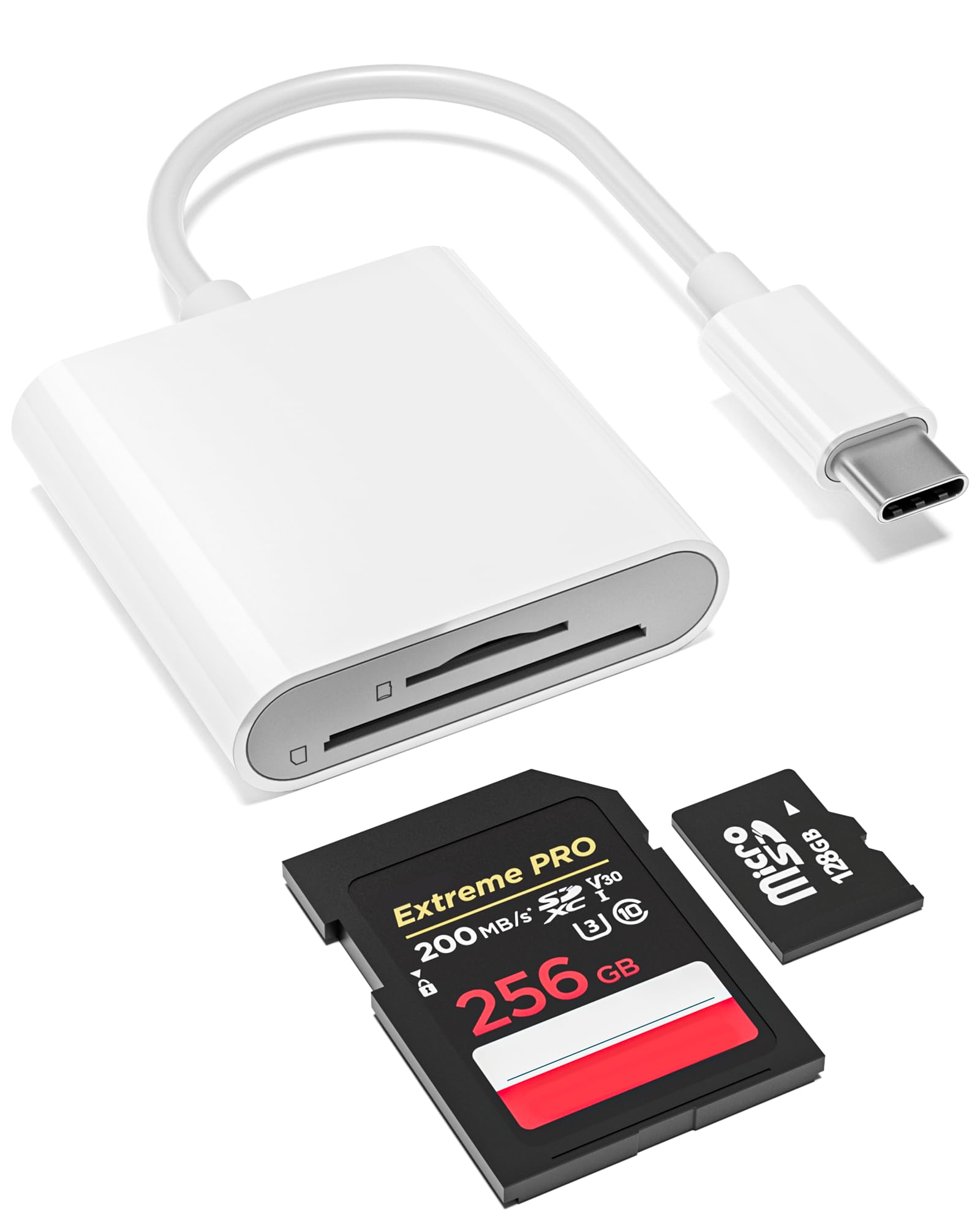 USB-C SD Card Reader, Dual Slot for SD and MicroSD, Type C Adapter Compatible with iPhone 17/16/15, iPad, Laptop, Trail Camera V