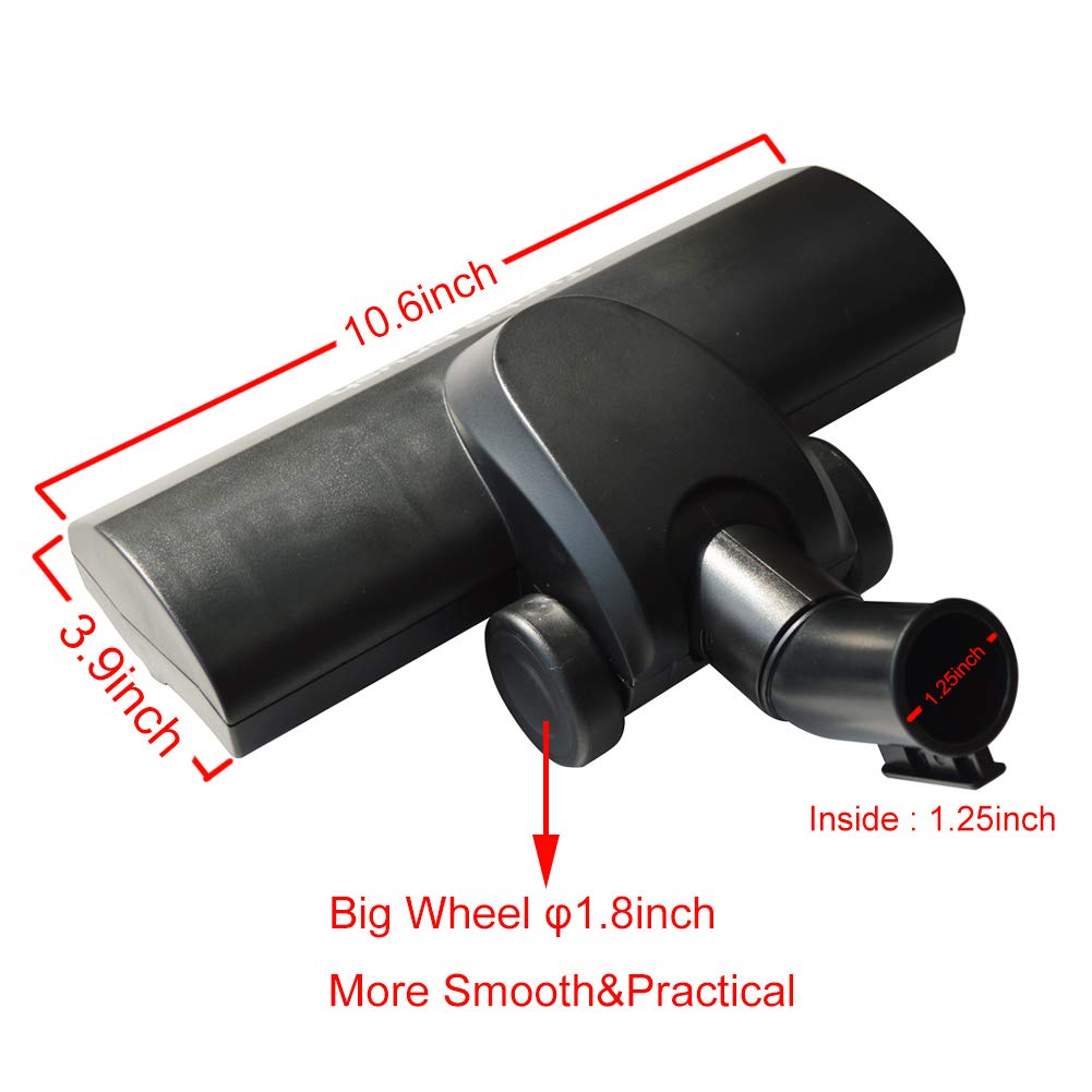 Ez Spares Brush Head Rlacement For Universal Vacuum,Turbo Floor Brush Head 1 1/4'' 32Mm,Longer Wiper Hardwood Flooring Big Wheel