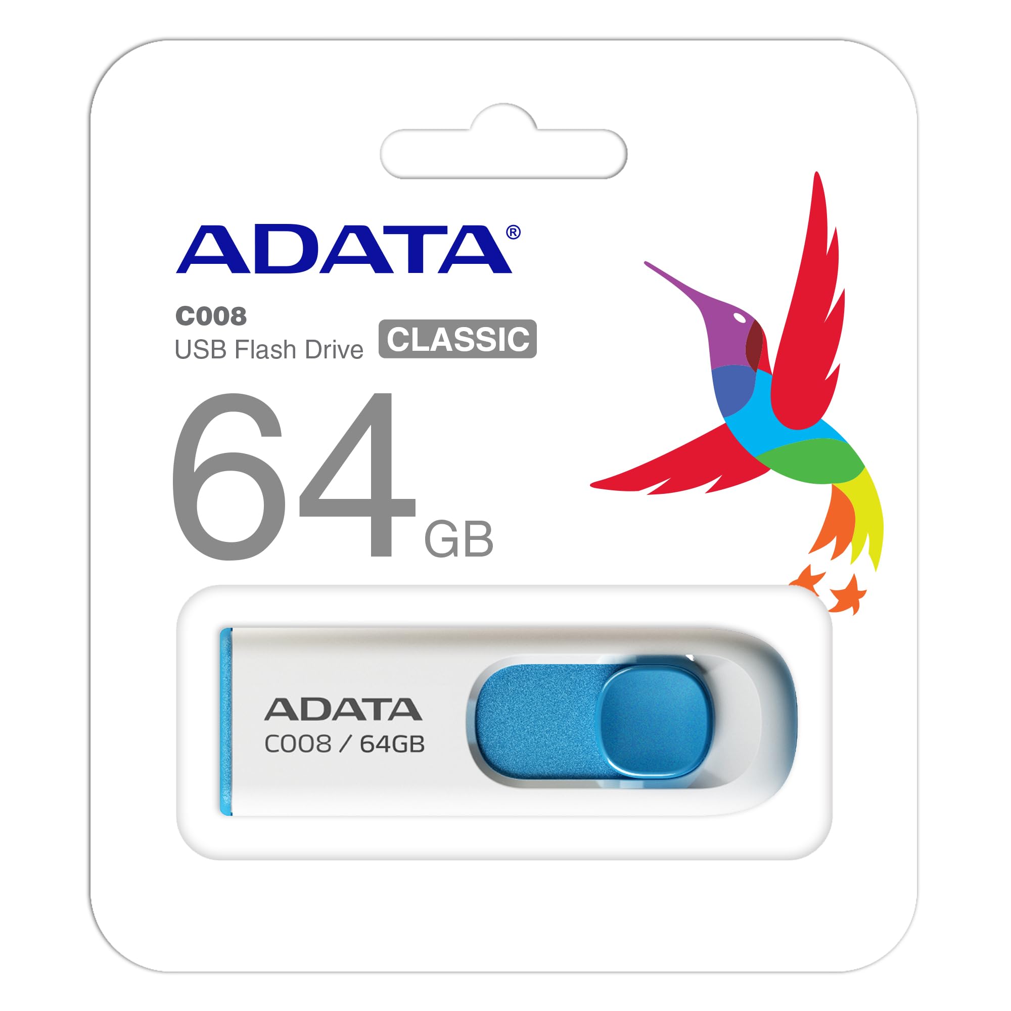 Adata Classic Series C008 64Gb Usb 2.0 Flash Drive Ac008 64G Rwe