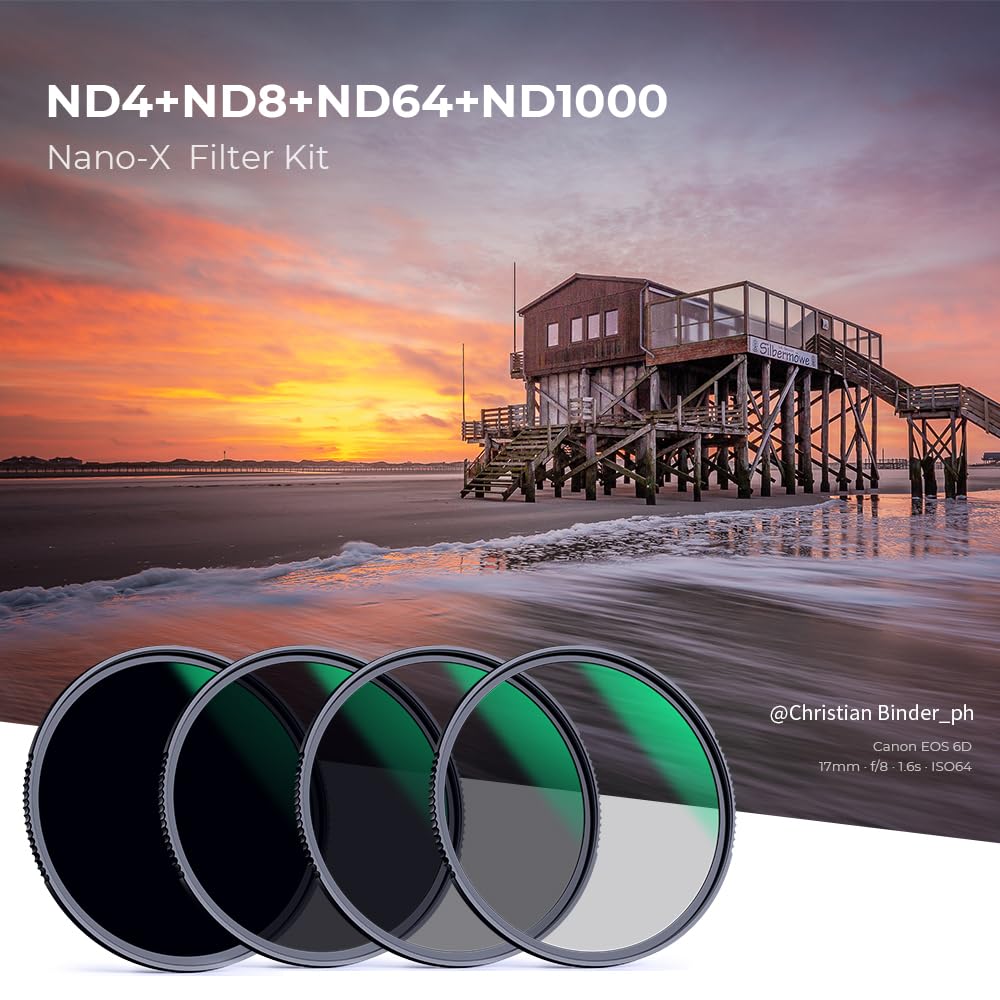 K&F Concept 52Mm Fixed Nd4 Nd8 Nd64 Nd1000 Lens Filters Kit Optical Glass Neutral Density Lens Filter With 28 Multi Coated (Nano