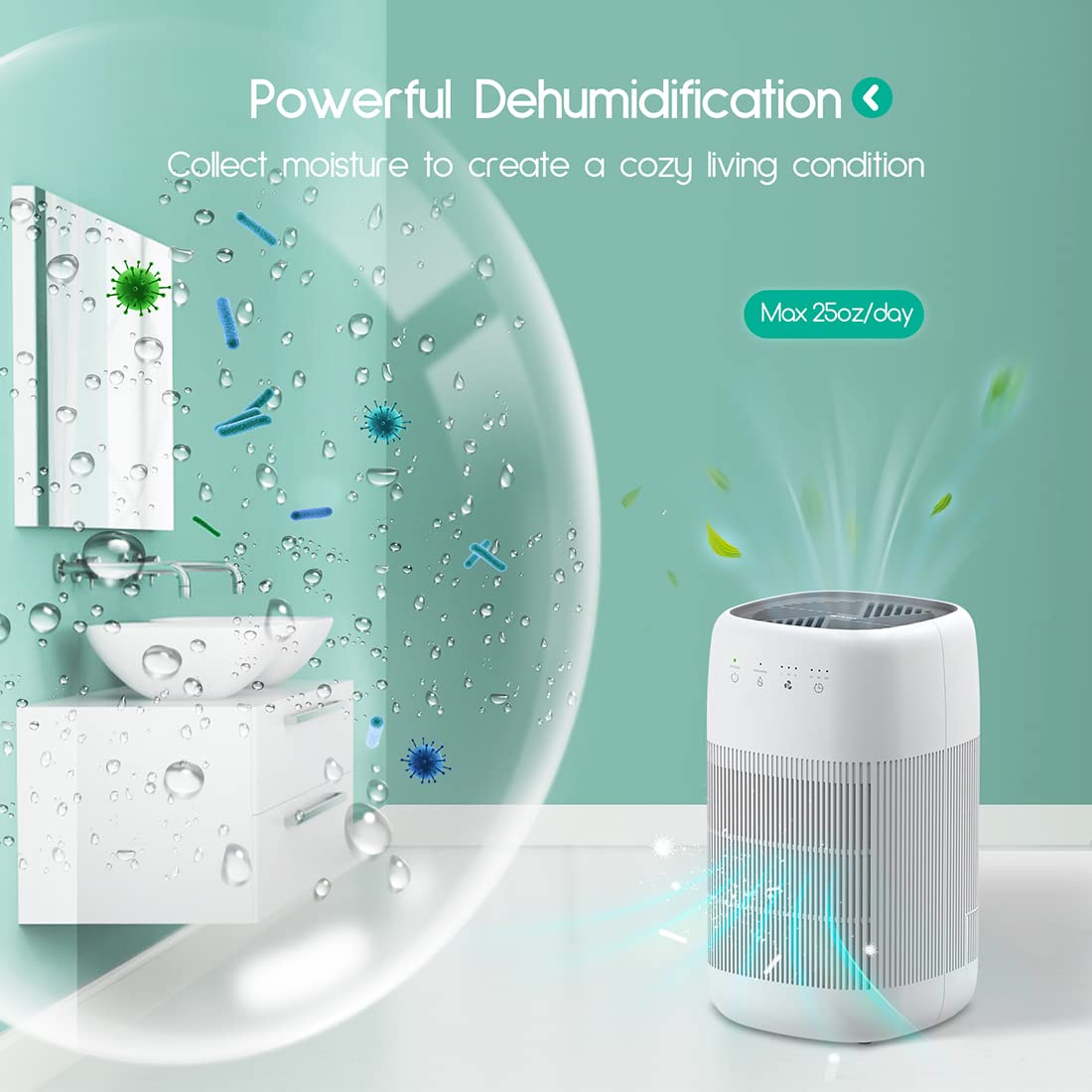 Afloia Air Purifier And Dehumidifier In 1, Air Purifier With Efficient Filter, Small Dehumidifier Combined With Air Cleaner, Rem