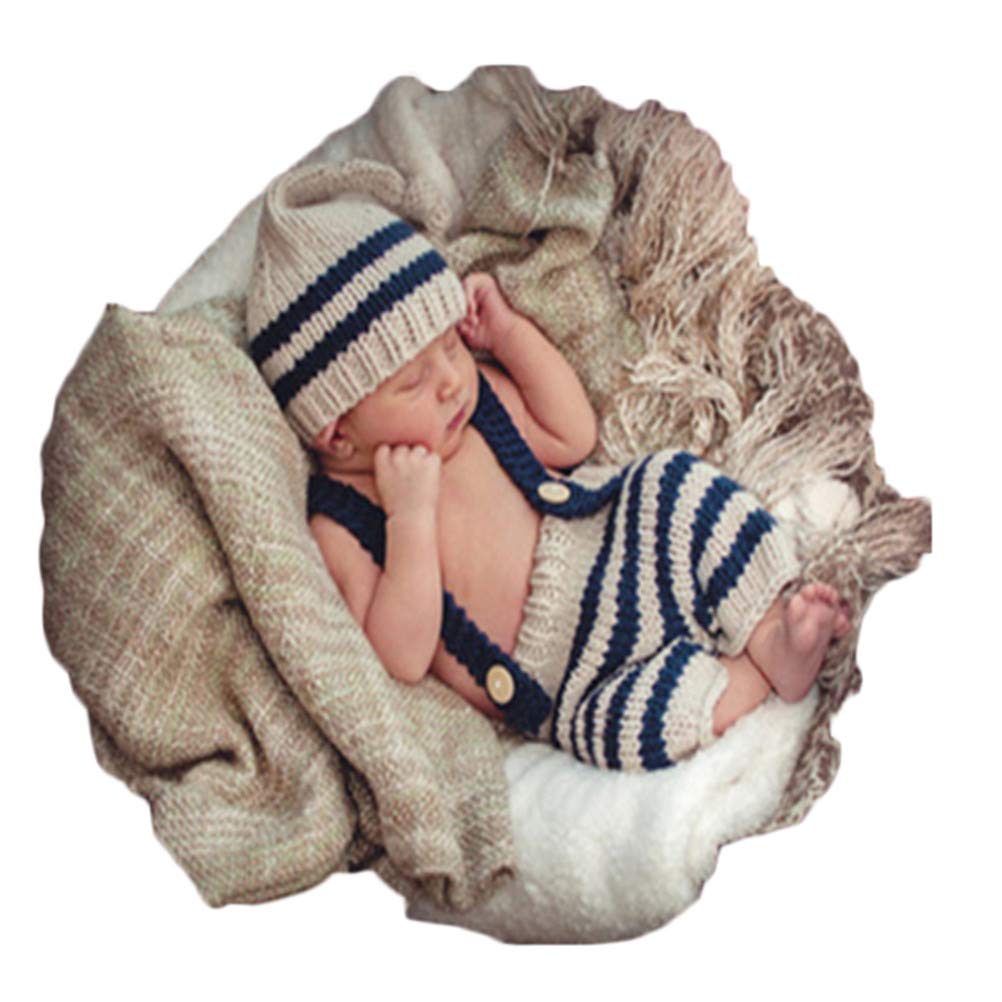 Fashion Newborn Baby Photography Props Boy Girls Photo Shoot Props Outfits Crochet Knitted Costume Unisex Cute Infant Hat Pants