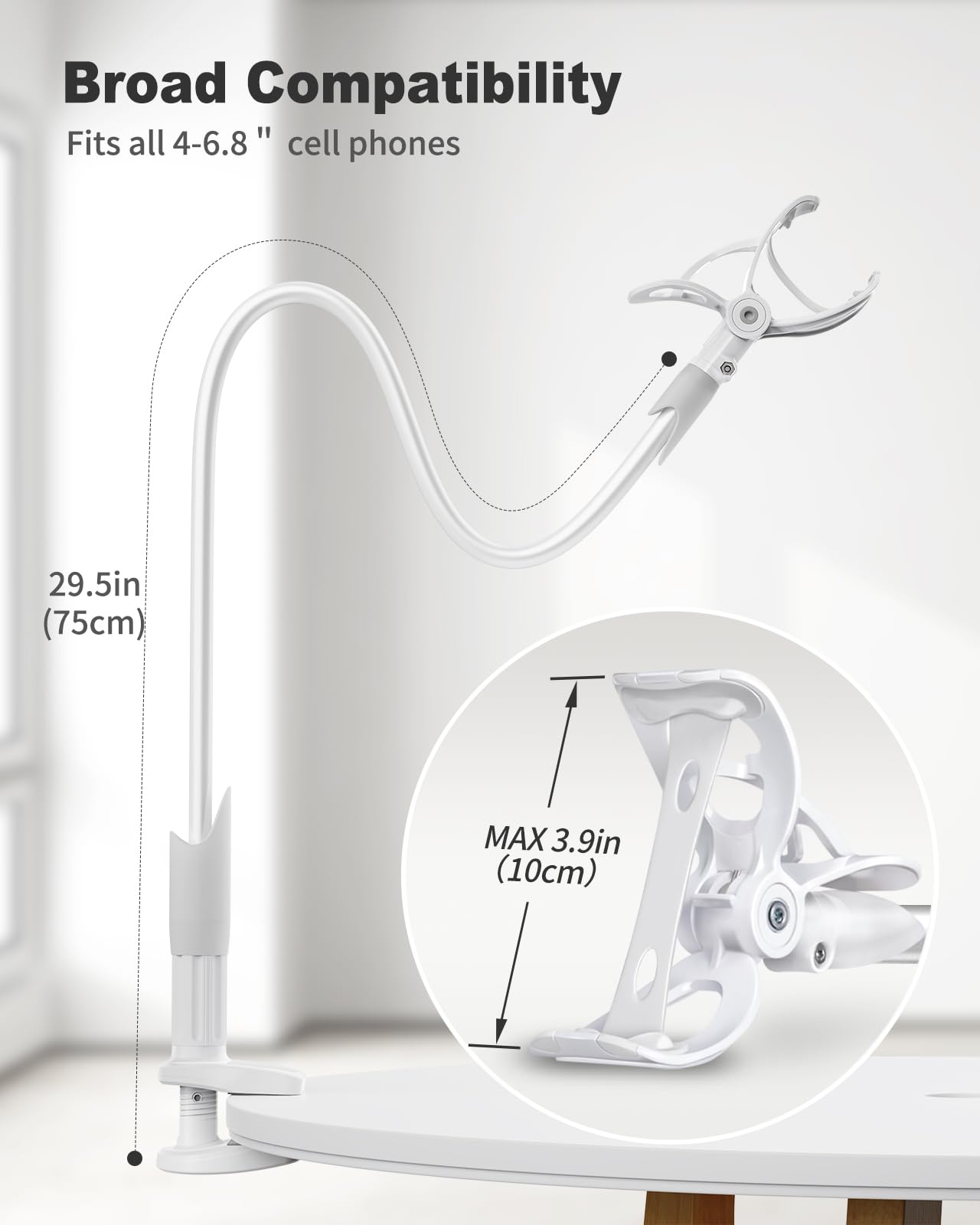 Saiji Gooseneck Cell Phone Holder, Clamp Universal Lazy Mount Clip Hands Free Flexible Long Arm Bracket Grip For 4 7 Phones Mobi
