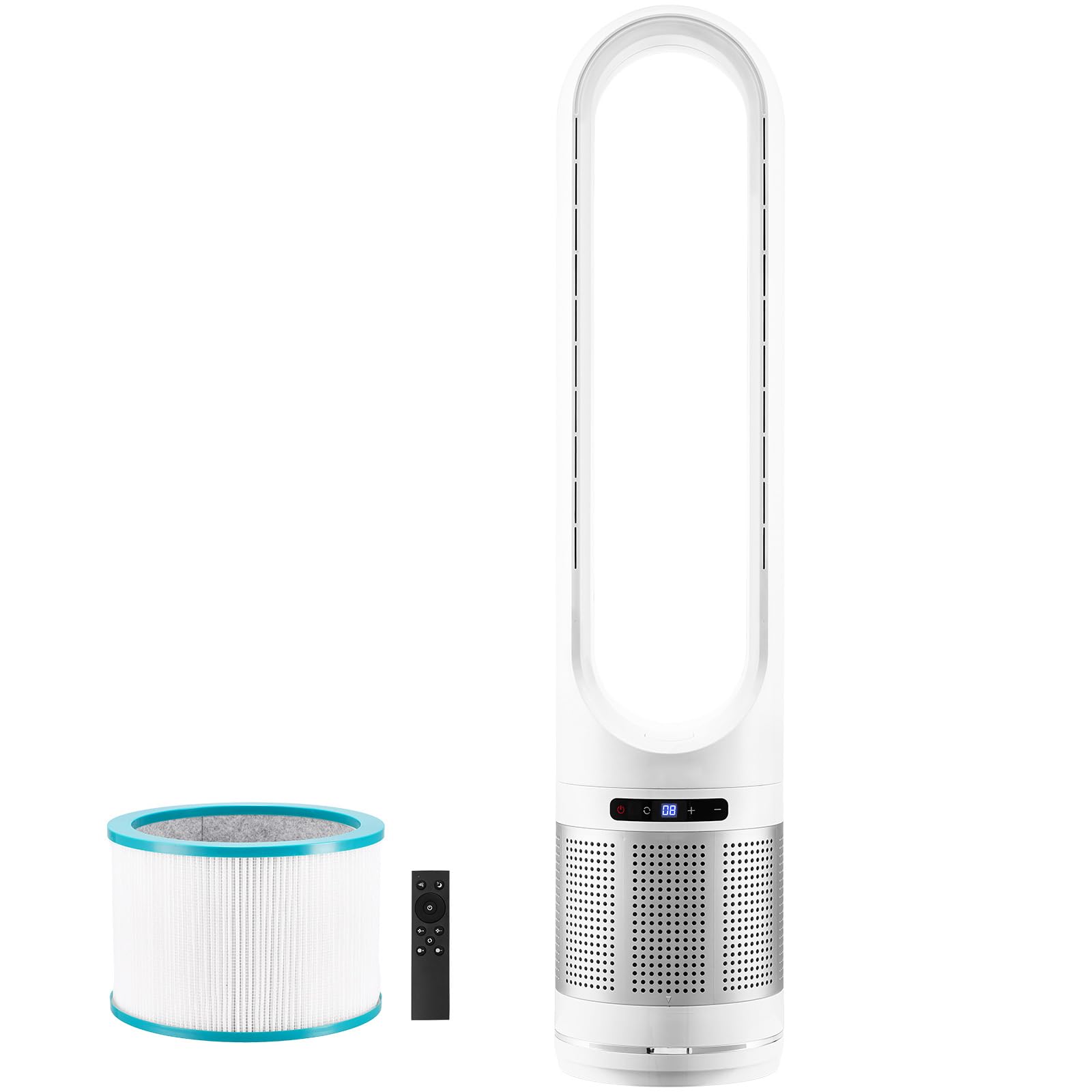 VEVOR Tower Fan Bladeless, 15.4ft/s Velocity Floor Fan that Blows Cold Air, 80 Oscillating 8-Speed Fans, 8H Timer, Standing Fans