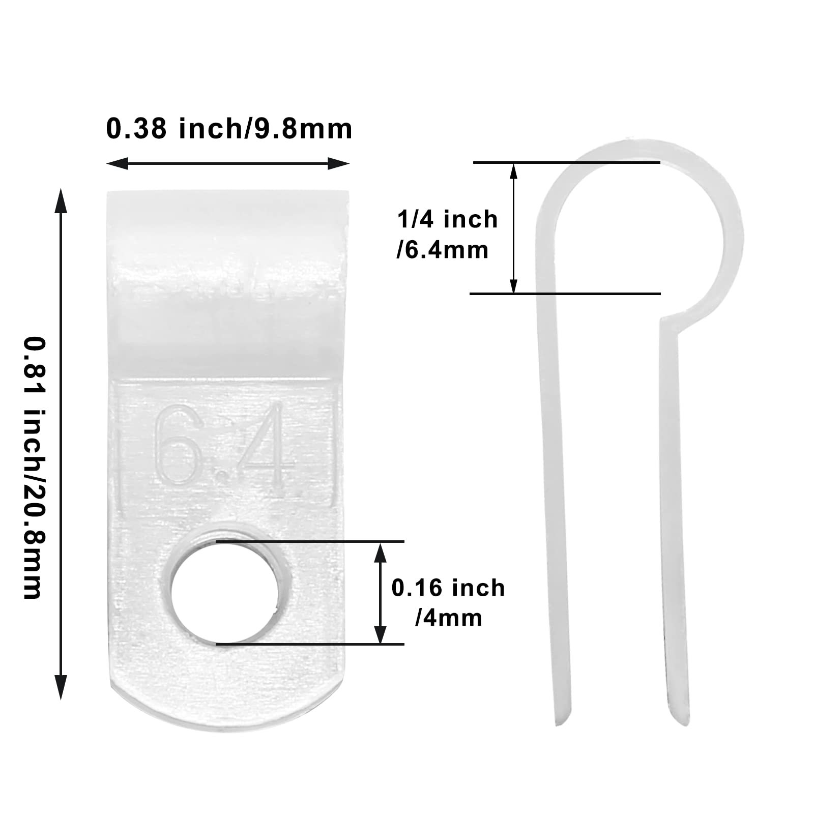 Suiwotin 120Pcs 1/4 Inch R Type Cable Clamps, Nylon Wire Cable Clips With M4 Screws, Screw Mounting Cord Fastener Clips, Wire Co