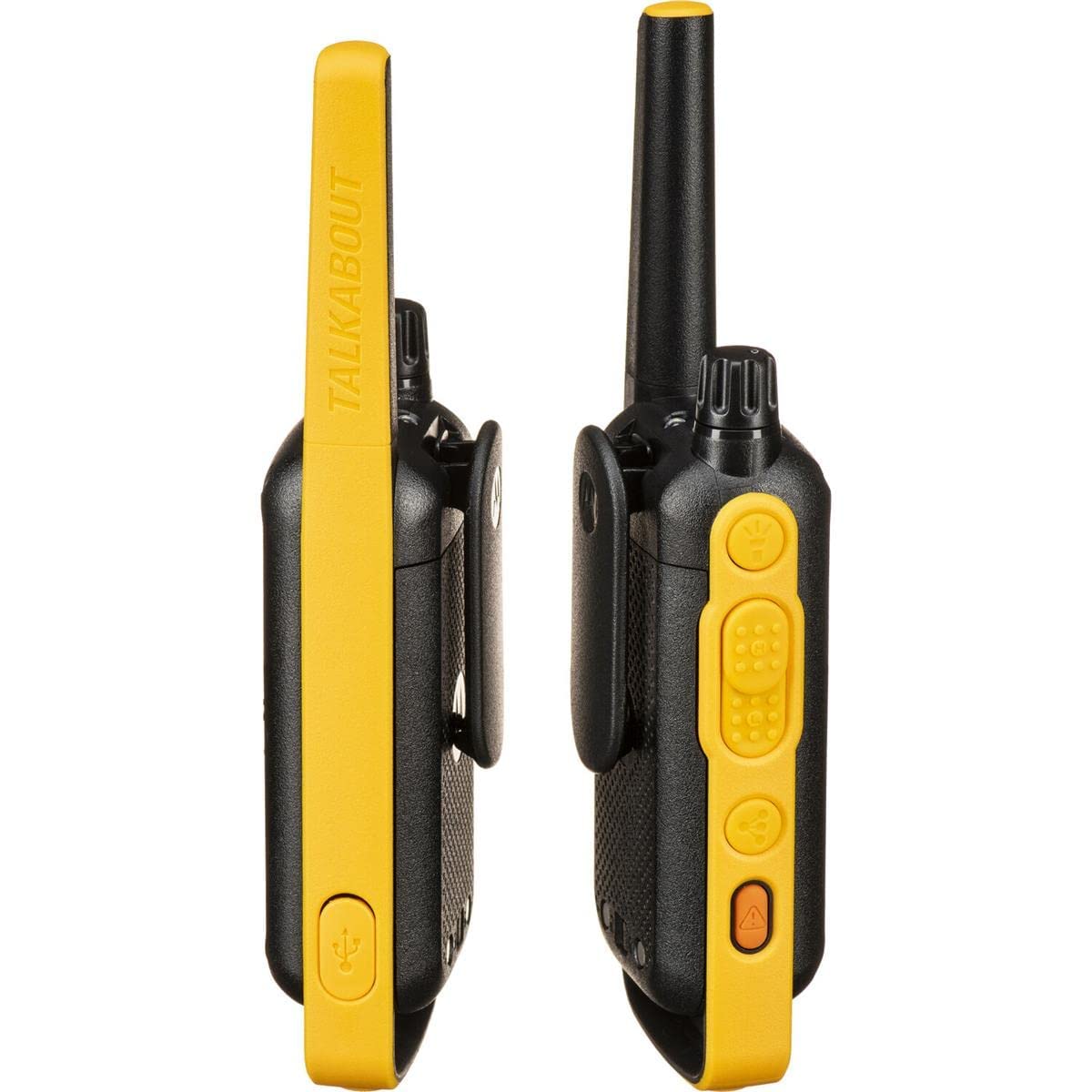 Motorola Solutions, Portable Frs, T470, Talkabout, Two Way Radios, Emergency Preparedness, Rechargeable, 22 Channel, 35 Mile, Black W/Yellow, 2 Pack
