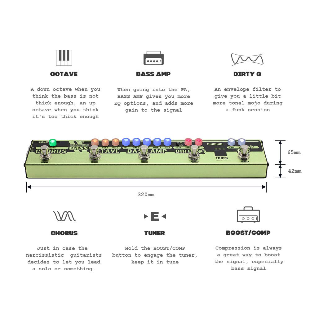Valeton Dapper Bass Di Preamp Stage Session Gigging Gear Multi-Effects Pedal
