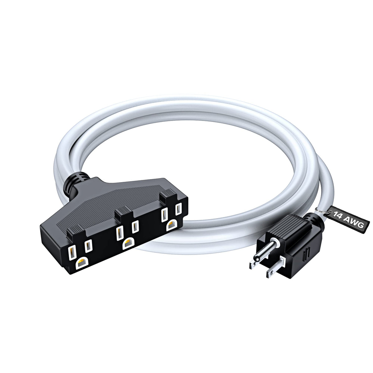 Extension Cord 6 Feet, Sjtw Extension Cord With Multiple Outlets, 14 Gauge (White) Etl Listed
